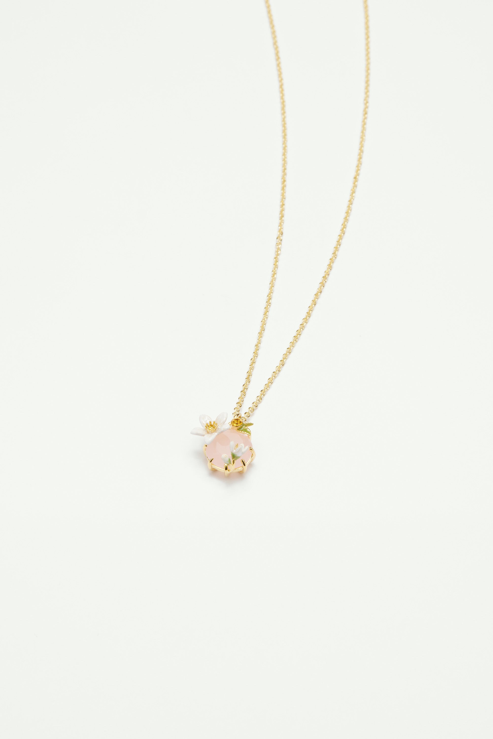 Orange blossom and faceted glass pendant necklace