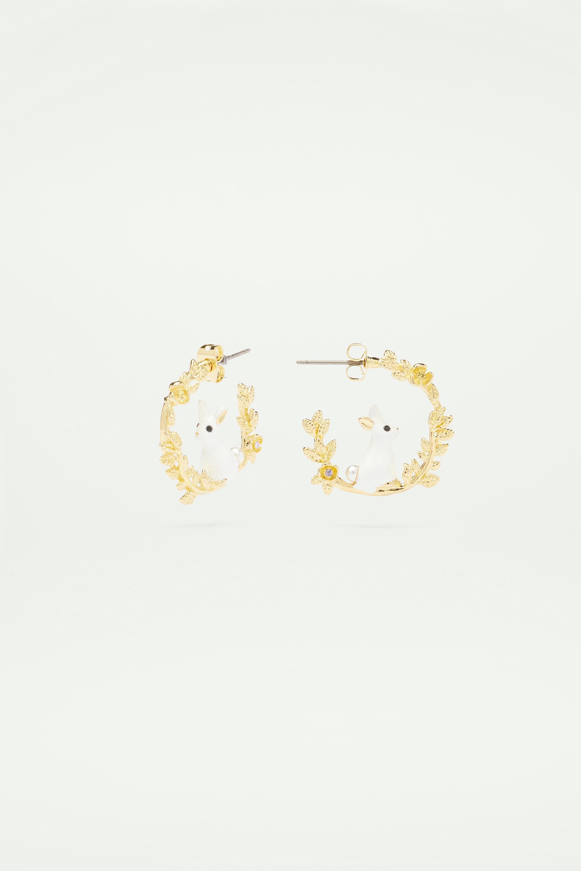 Rabbit on Golden Branch Stud Creoles