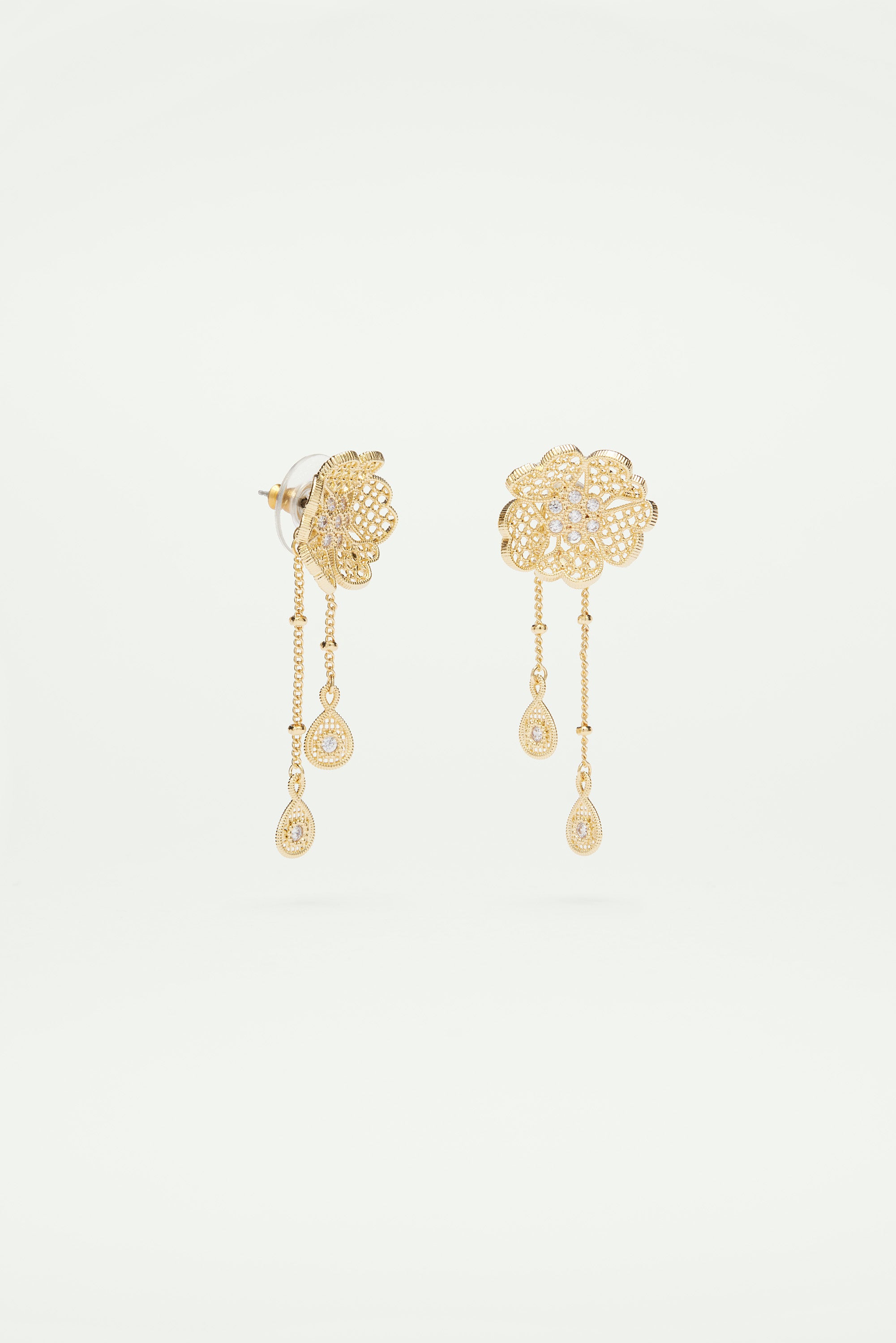 Gold thread two-in-one post earrings