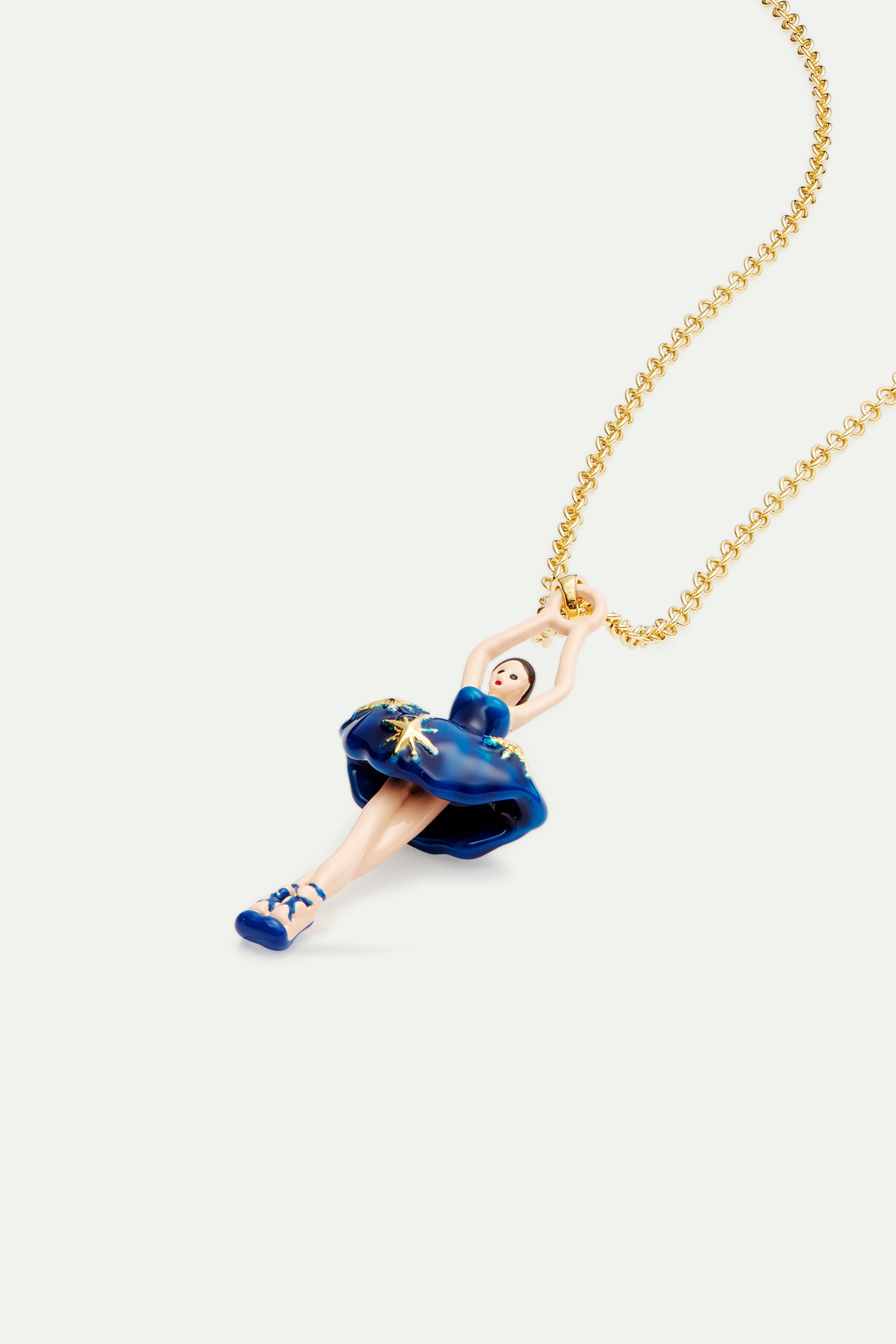 Midnight blue tutu ballerina necklace and gold stars