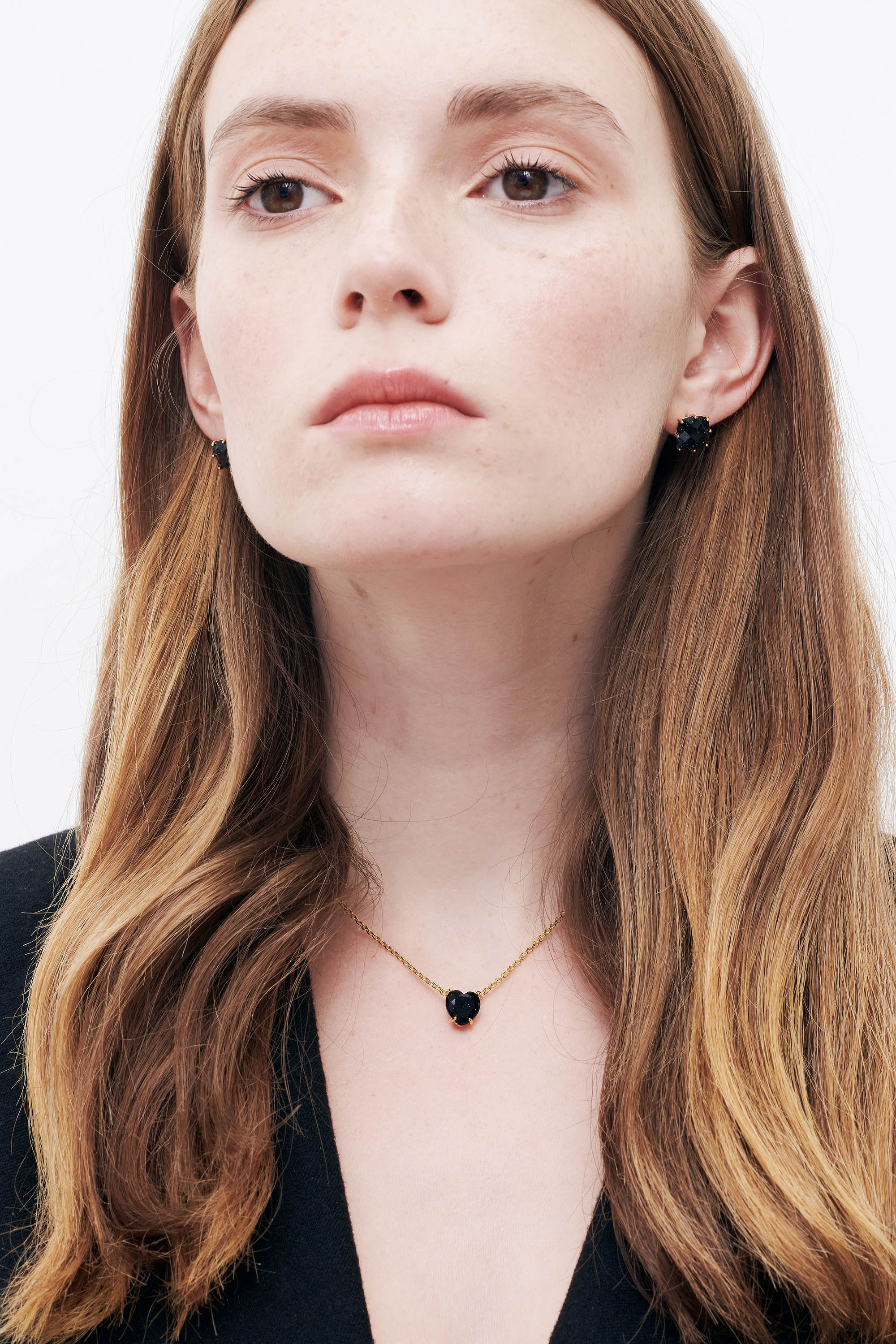 Deep Sparkling Blue Heart Stone La Diamantine Pendant Necklace