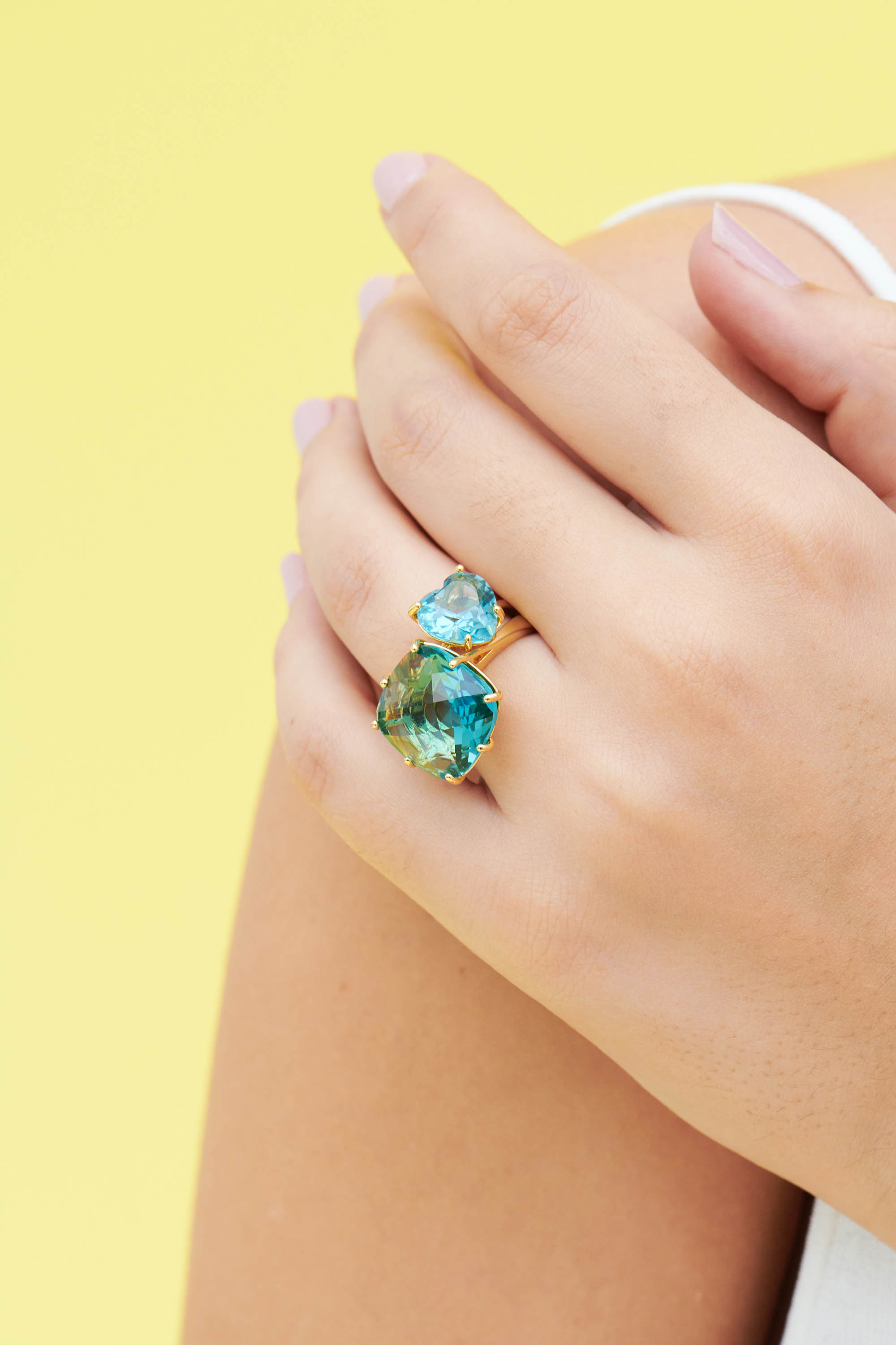La Diamantine Acqua Azzura Square Stone Solitaire Ring