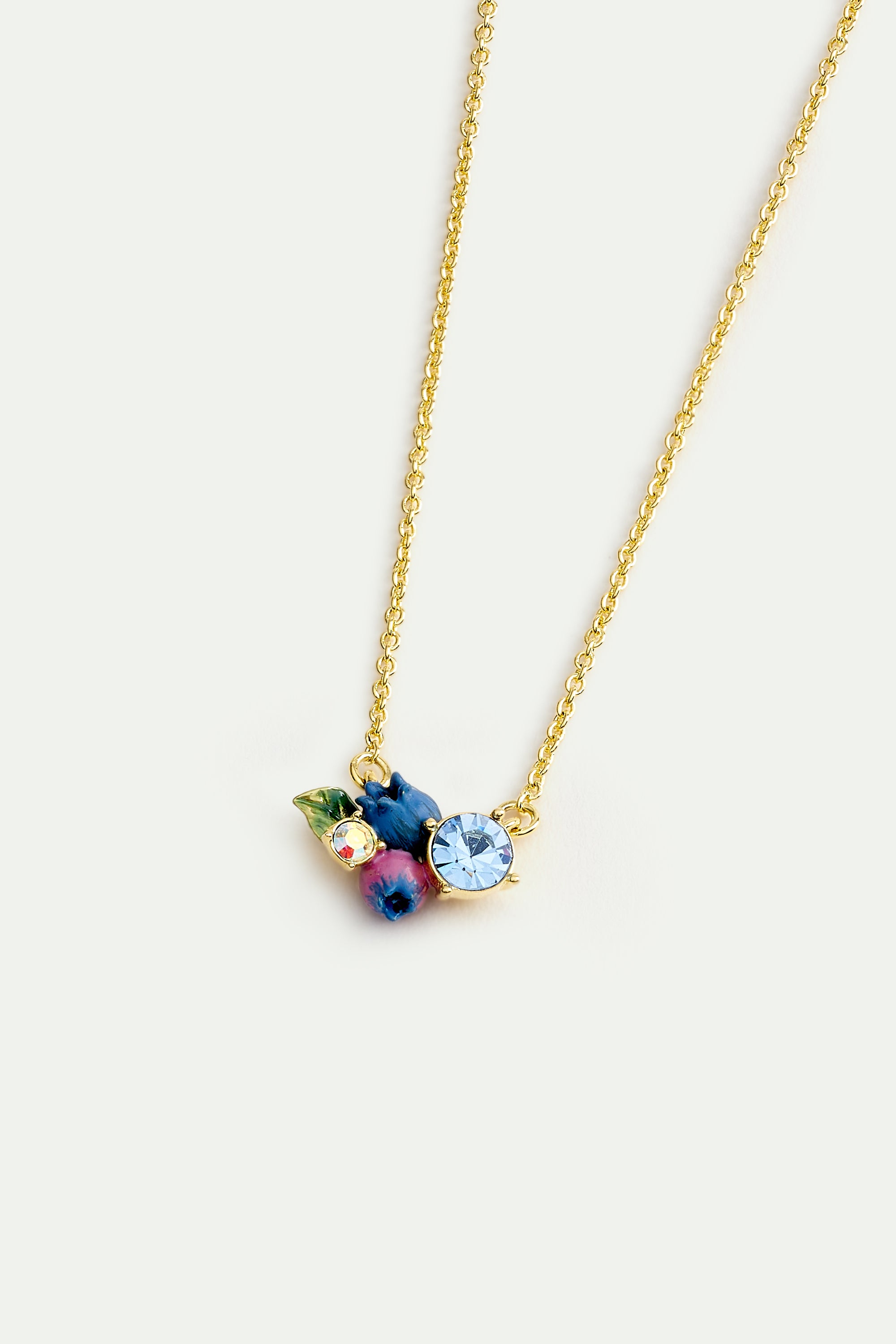 Delicate blueberry necklace with round white and blue stones