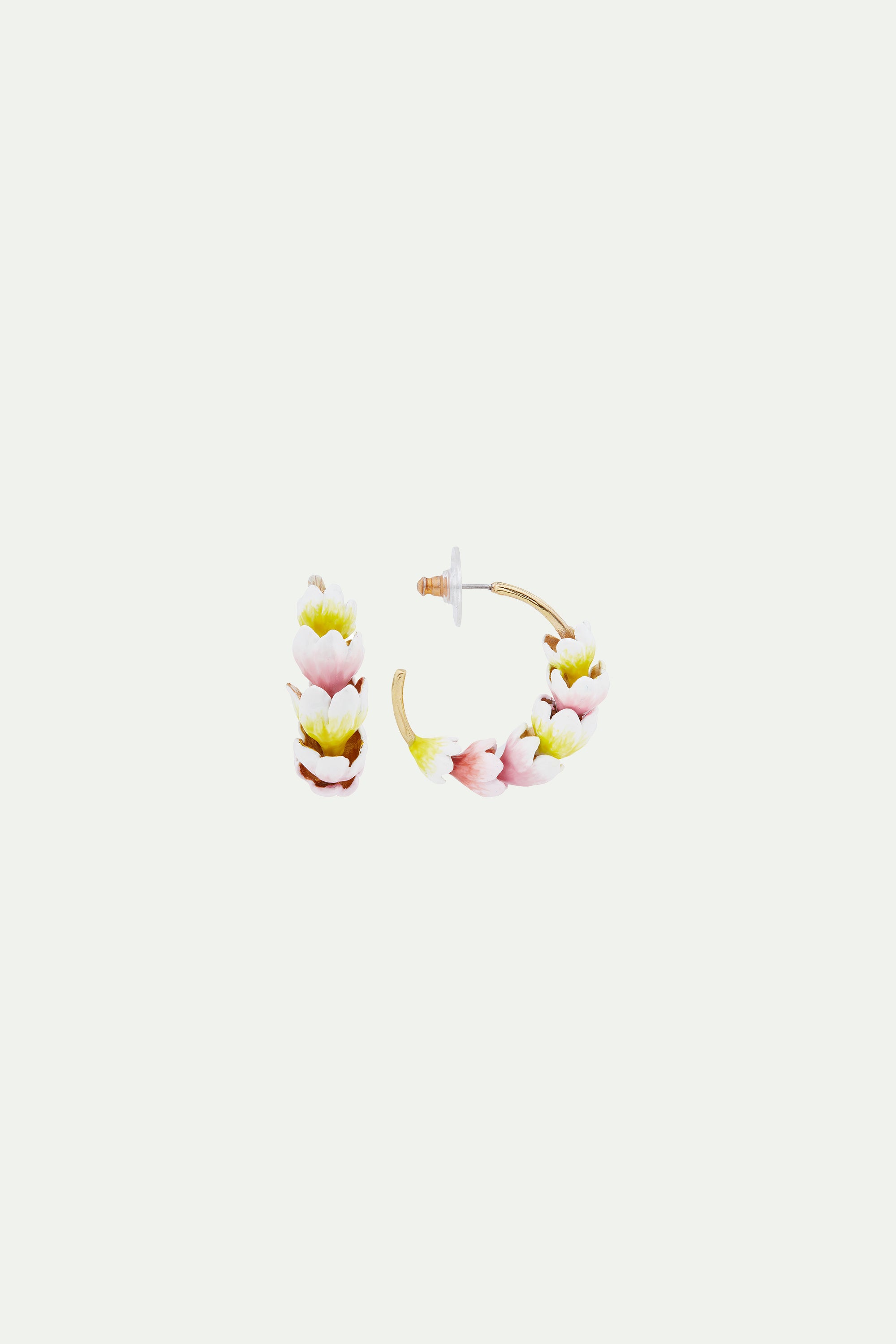 White and purple crocus hoop-earrings