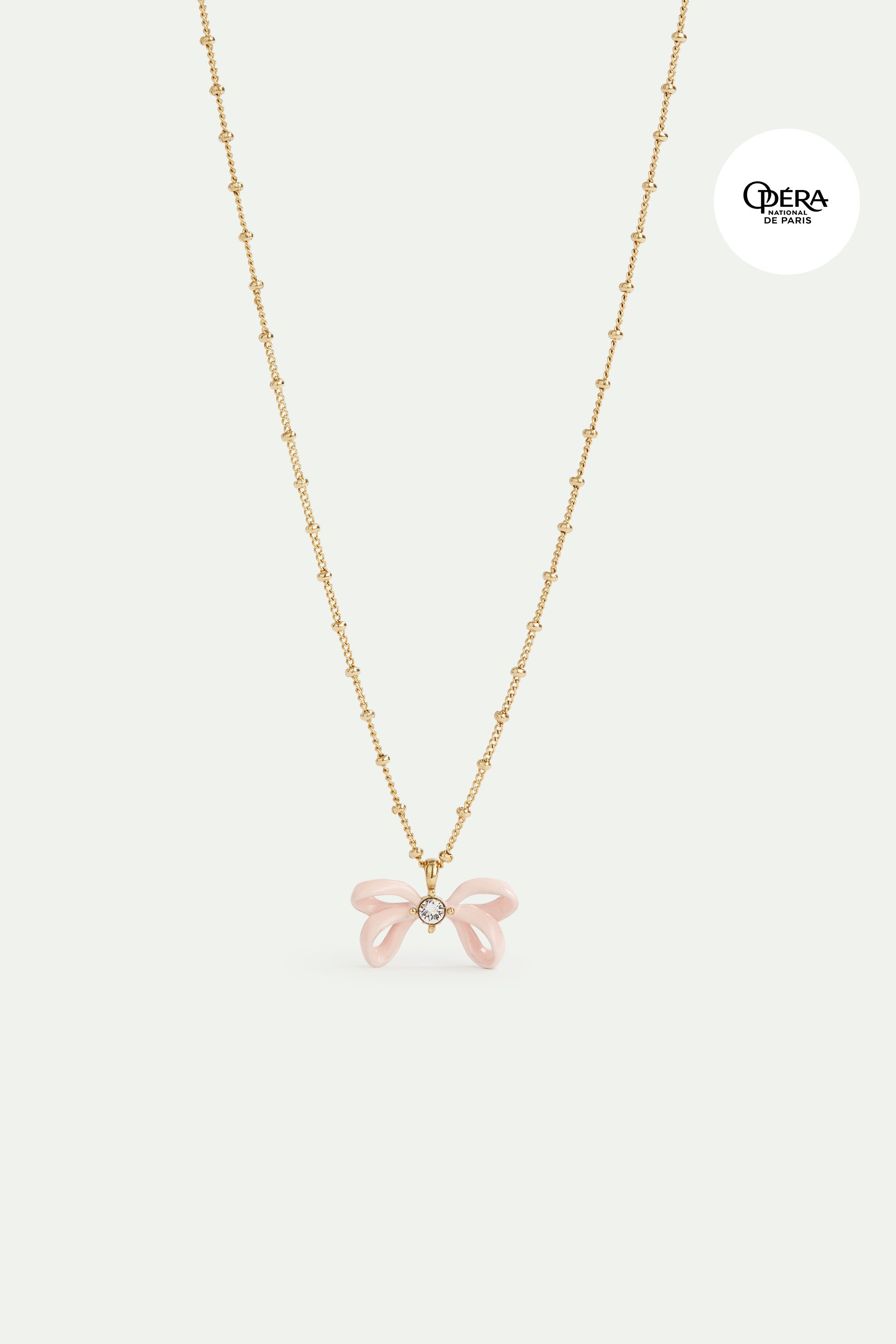 Pink ribbon and crystal pendant necklace