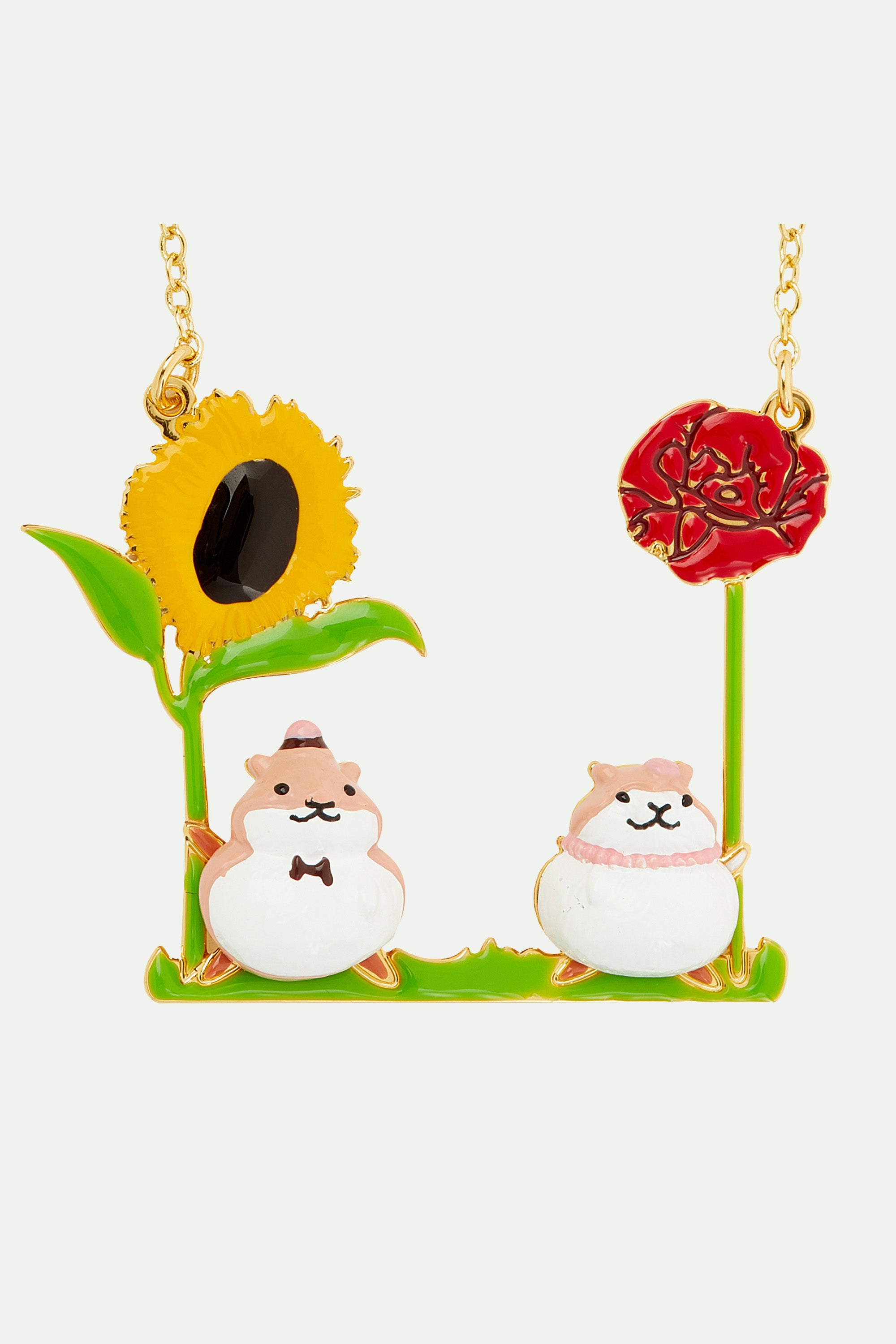 Hamster and flower statement necklace