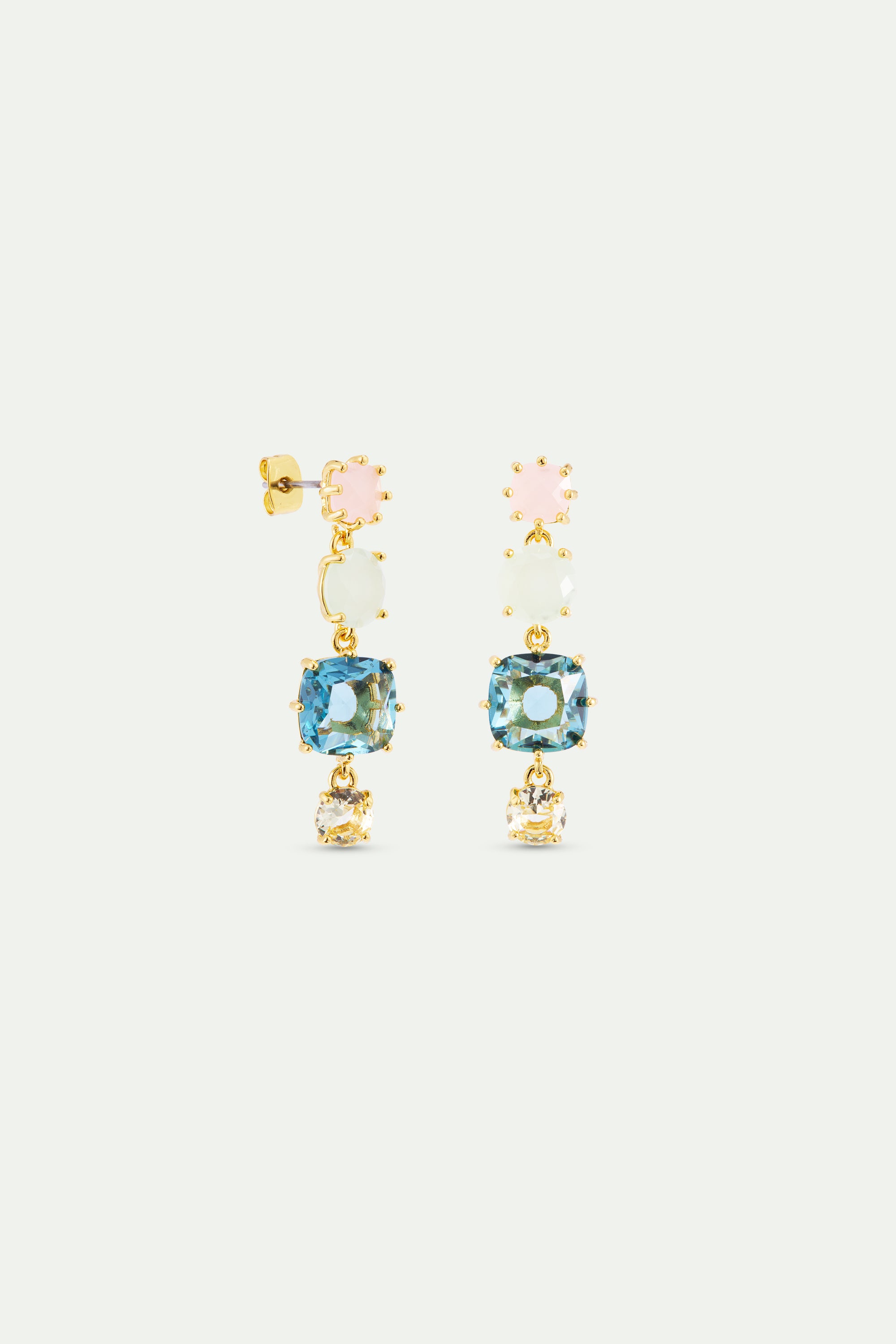 Diamantine earrings with 4 acqua azzura stones