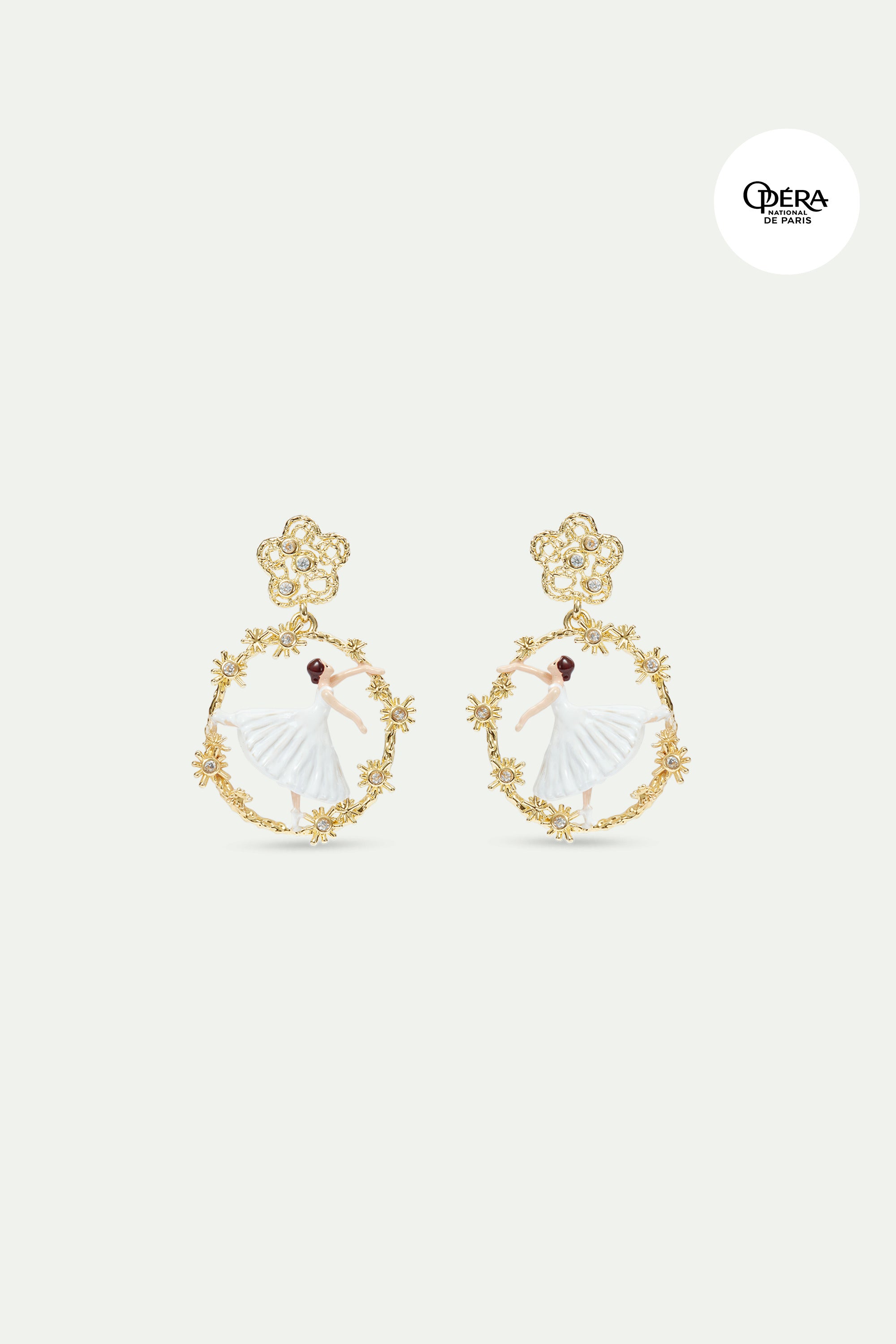 Golden dancing Ballerina filigree hoop earrings