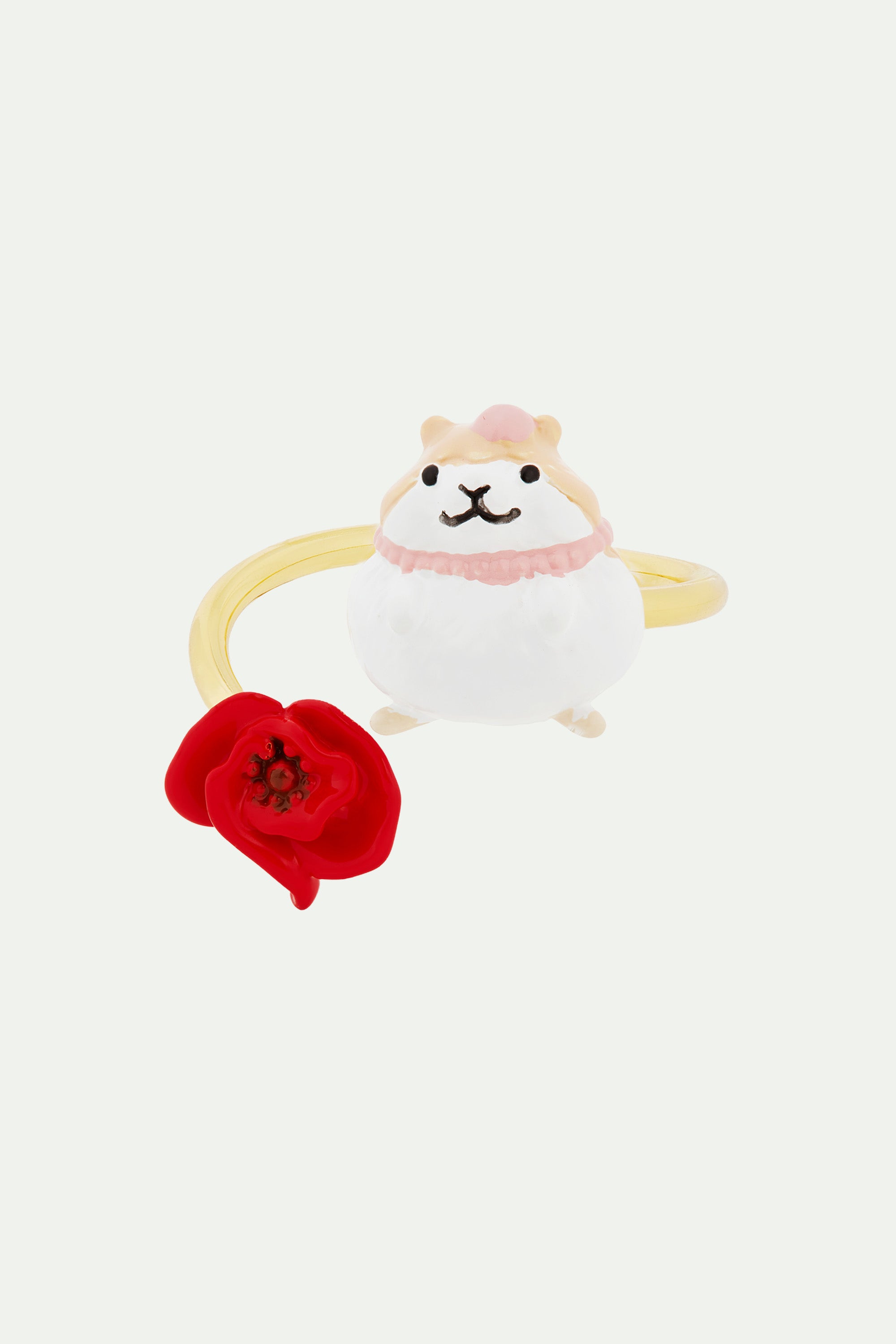 Hamster and poppy adjustable ring