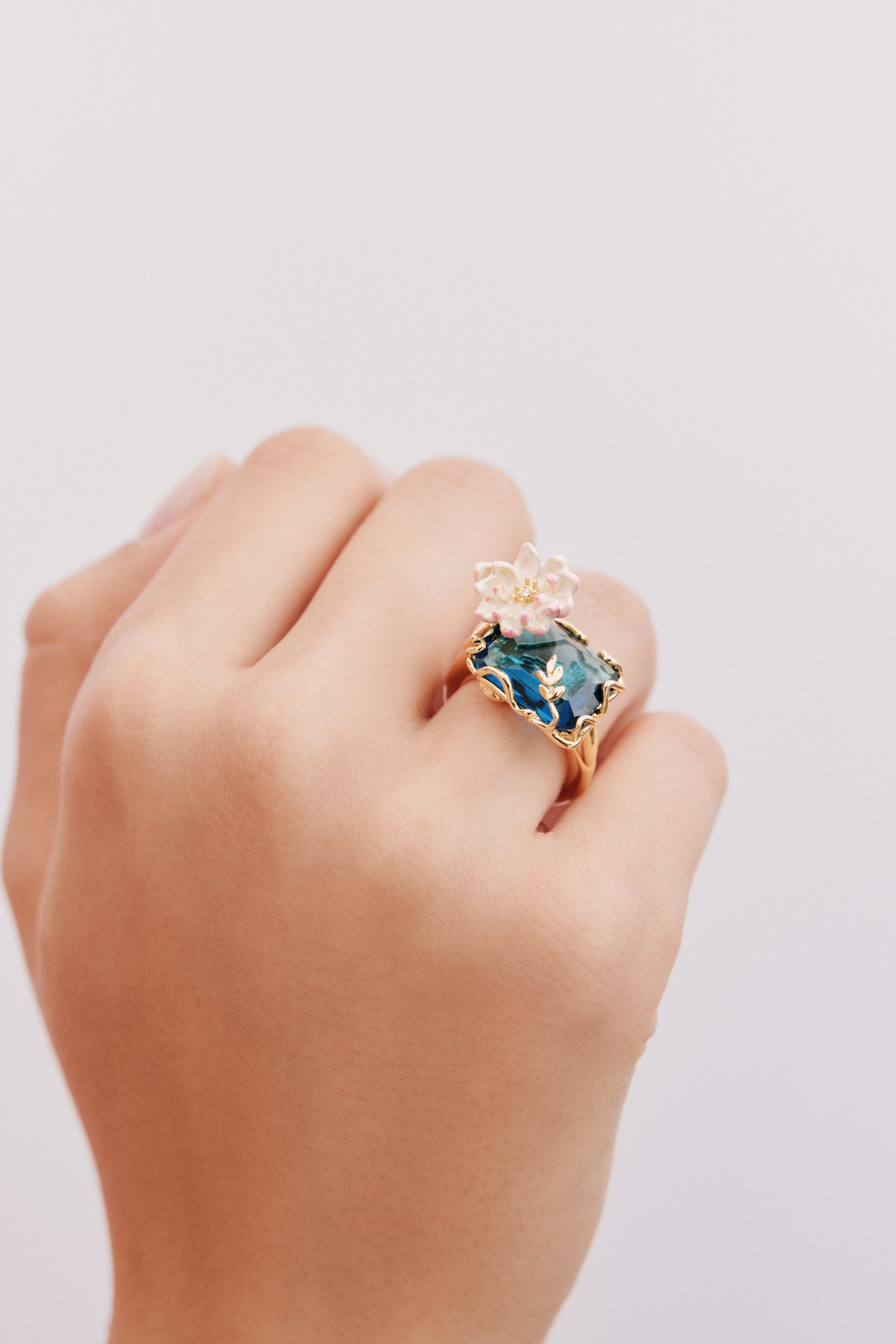 Blue and pink water lily pond ring