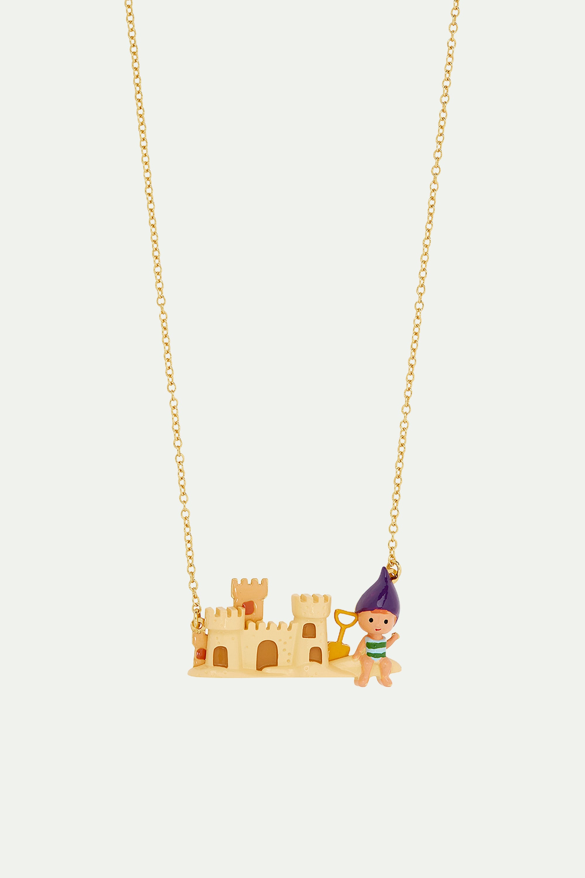 Little garden gnome and sandcastle statement necklace