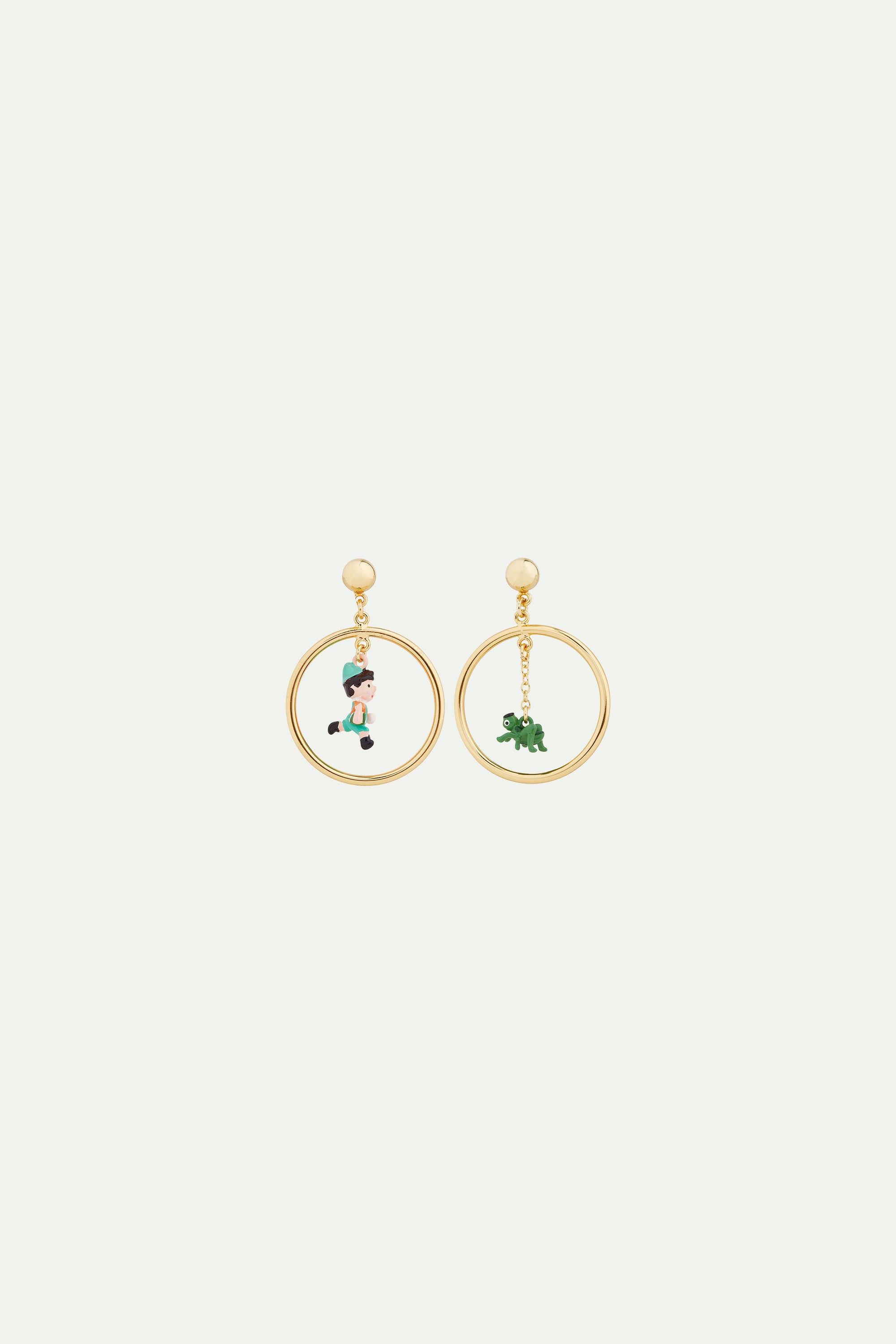 Pinocchio asymmetrical clip-on hoop earrings