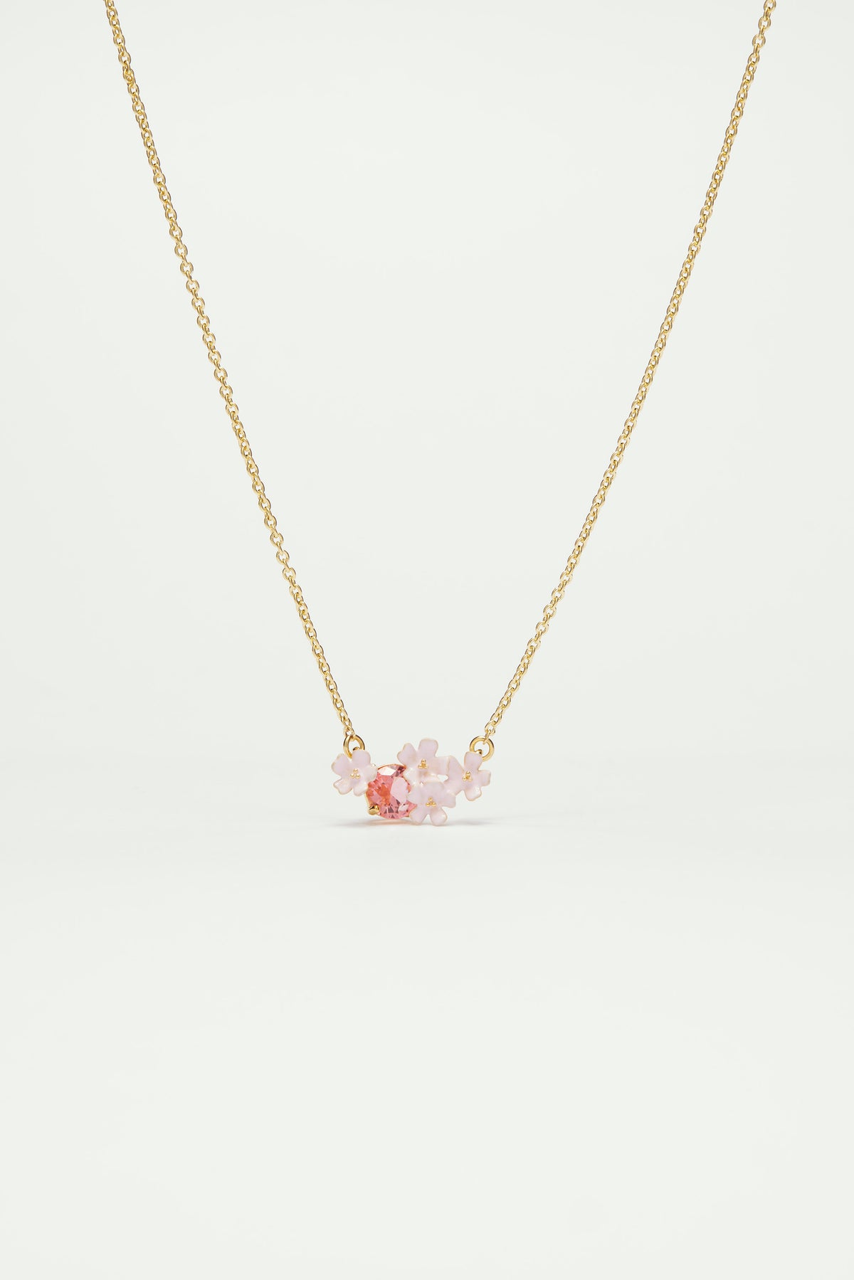Verbena flower and round stone statement necklace