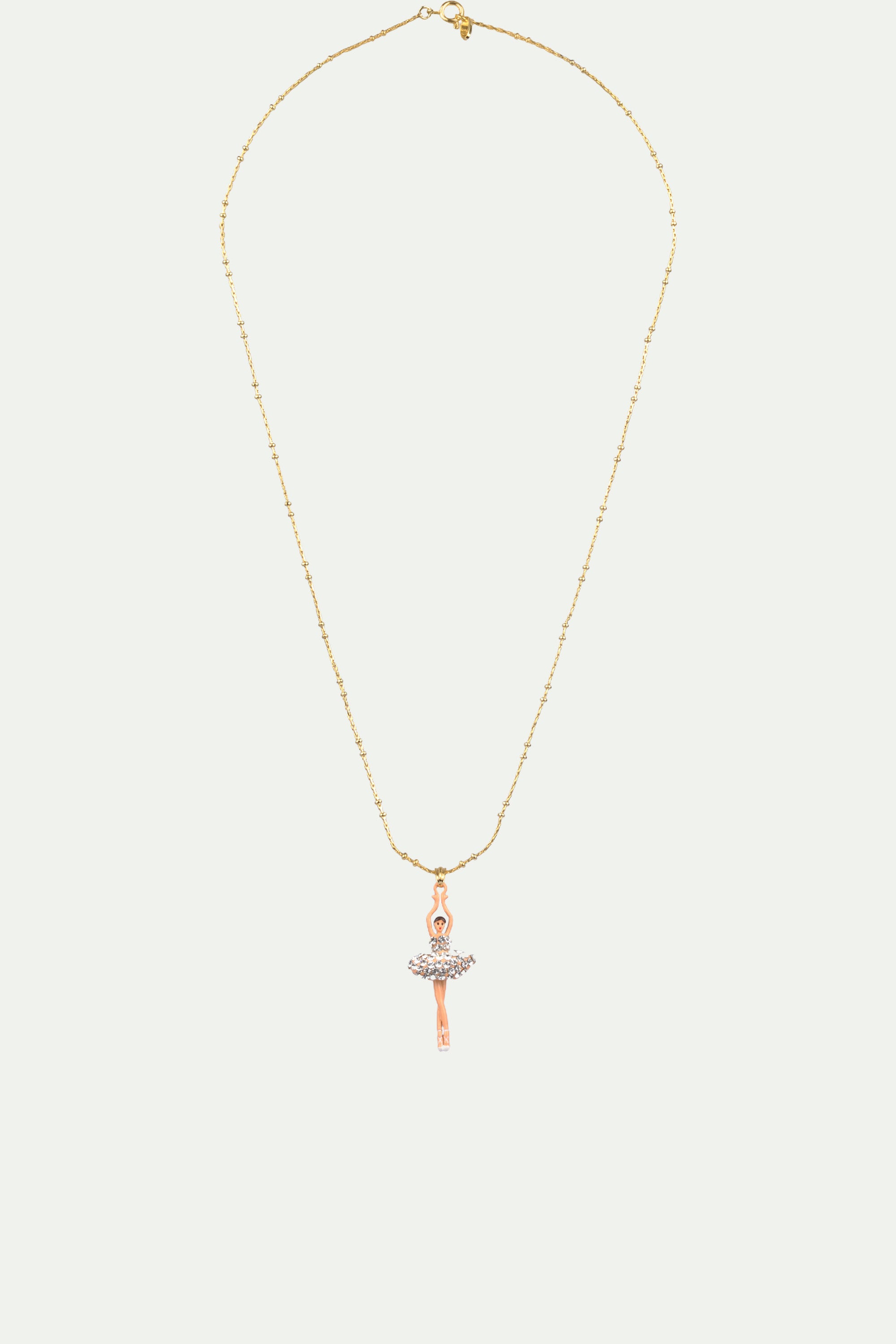 Pendant necklace with crystal toe-dancing ballerina