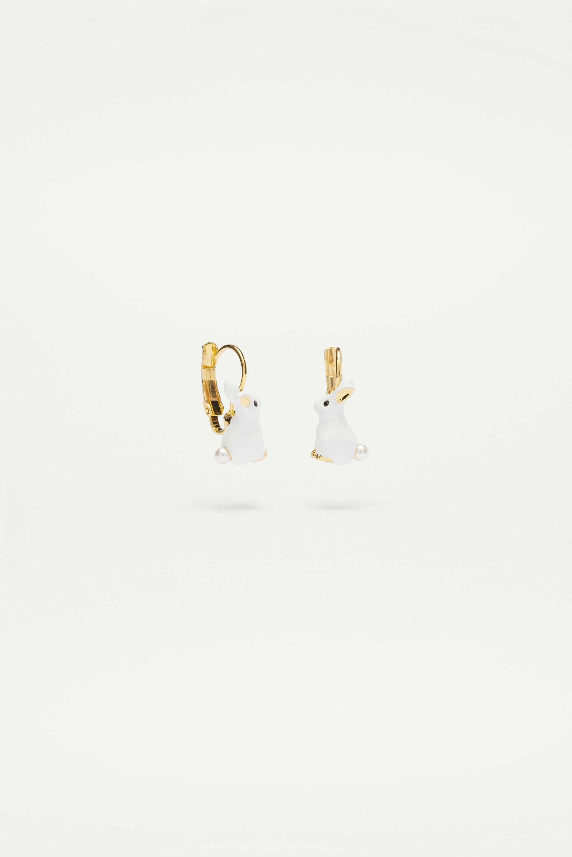 Rabbit and Pearl Sleeper Earrings