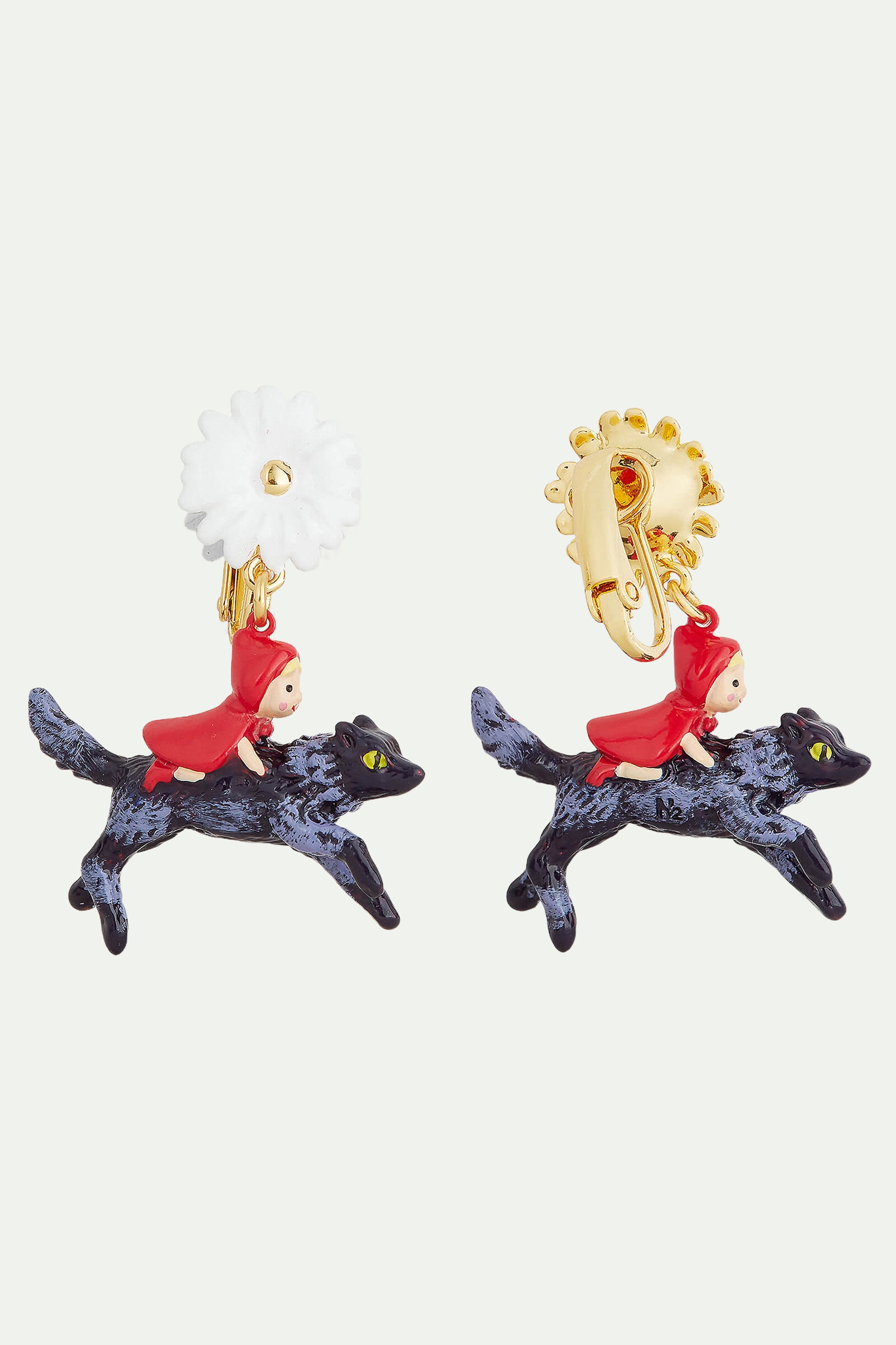 Daisy, Little Red Riding Hood and the Big Bad Wolf clip-on earrings...