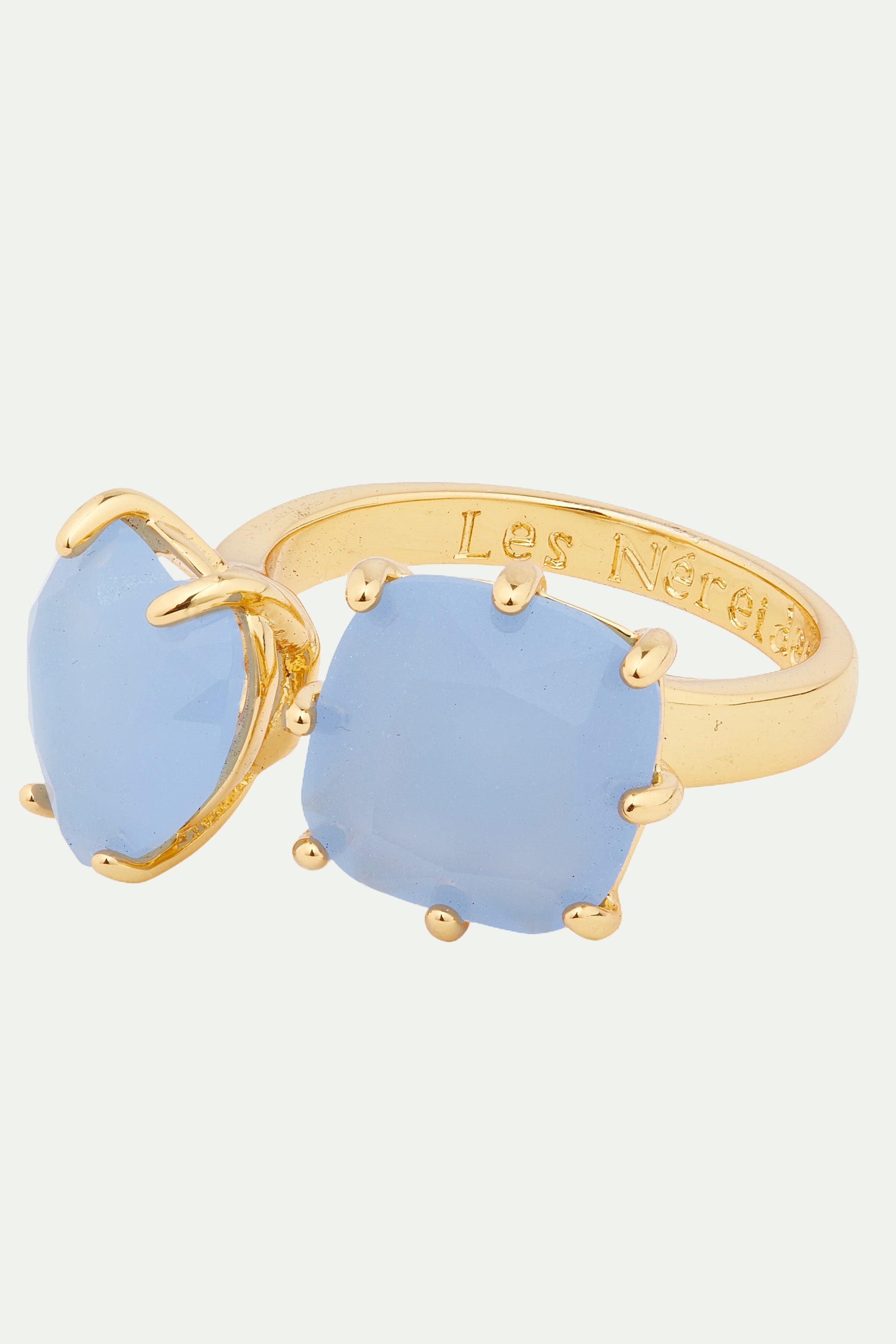 Sky blue Diamantine adjustable you and me ring