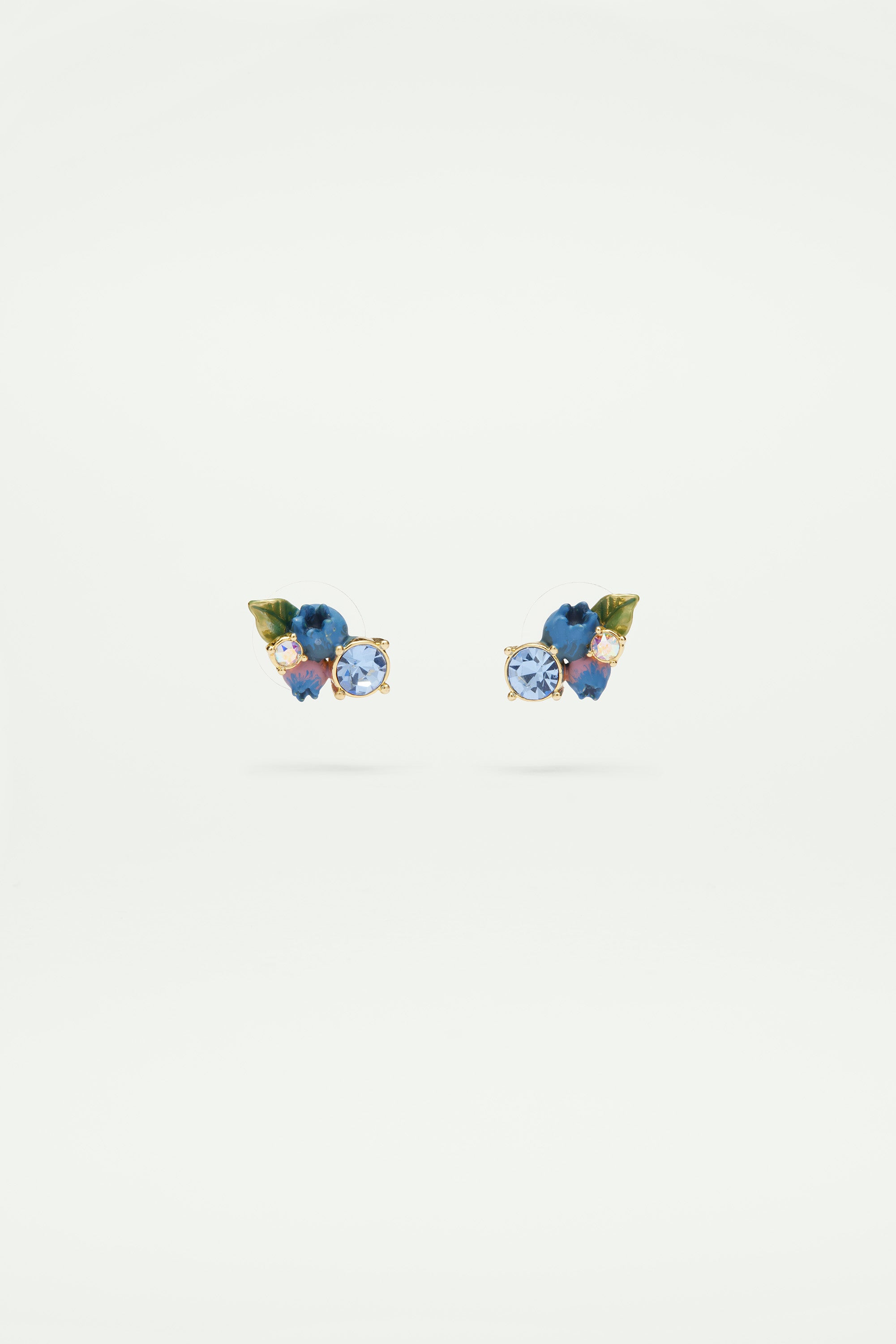 Blueberry and round cut stone post earrings