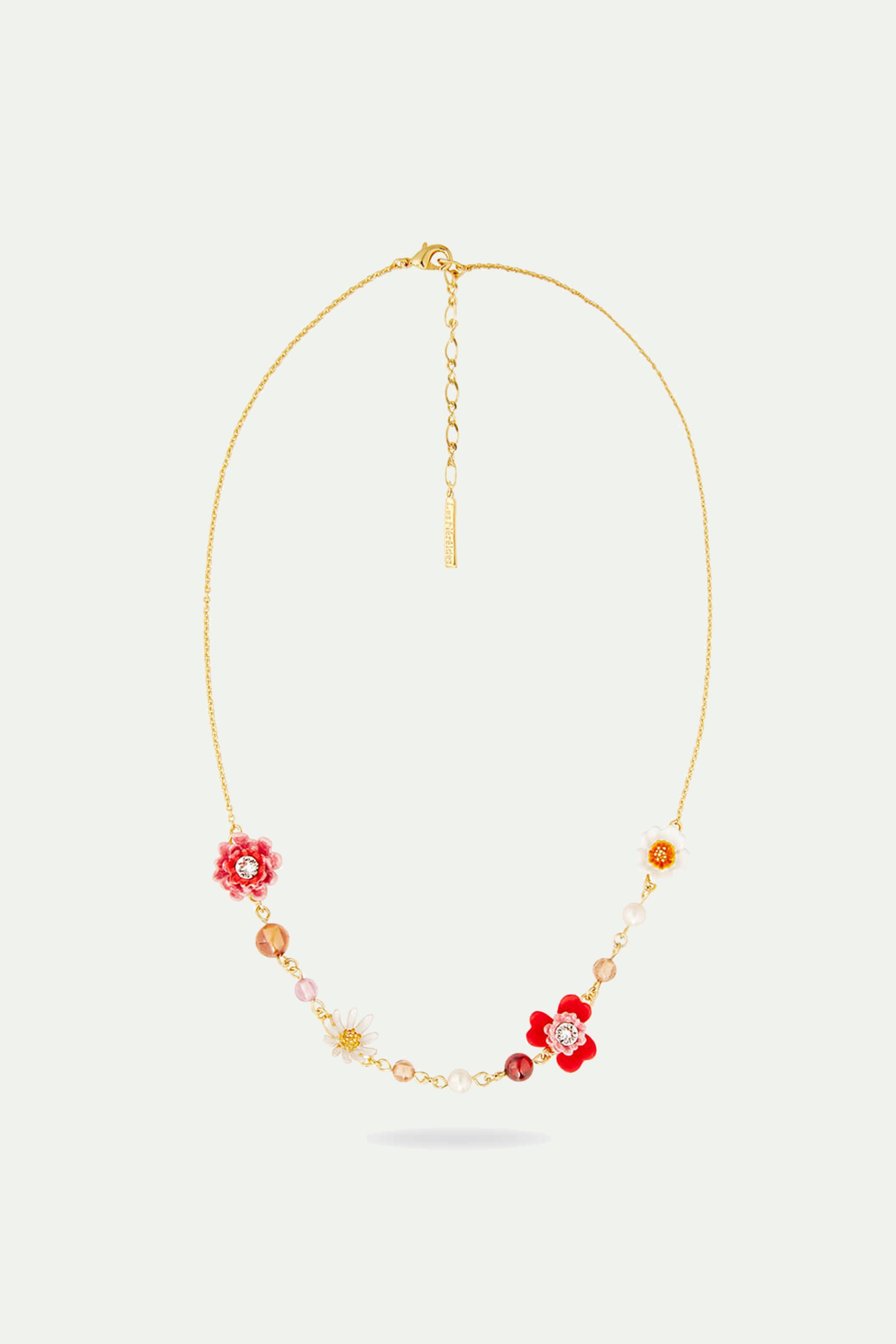 Anemone and gerbera thin necklace