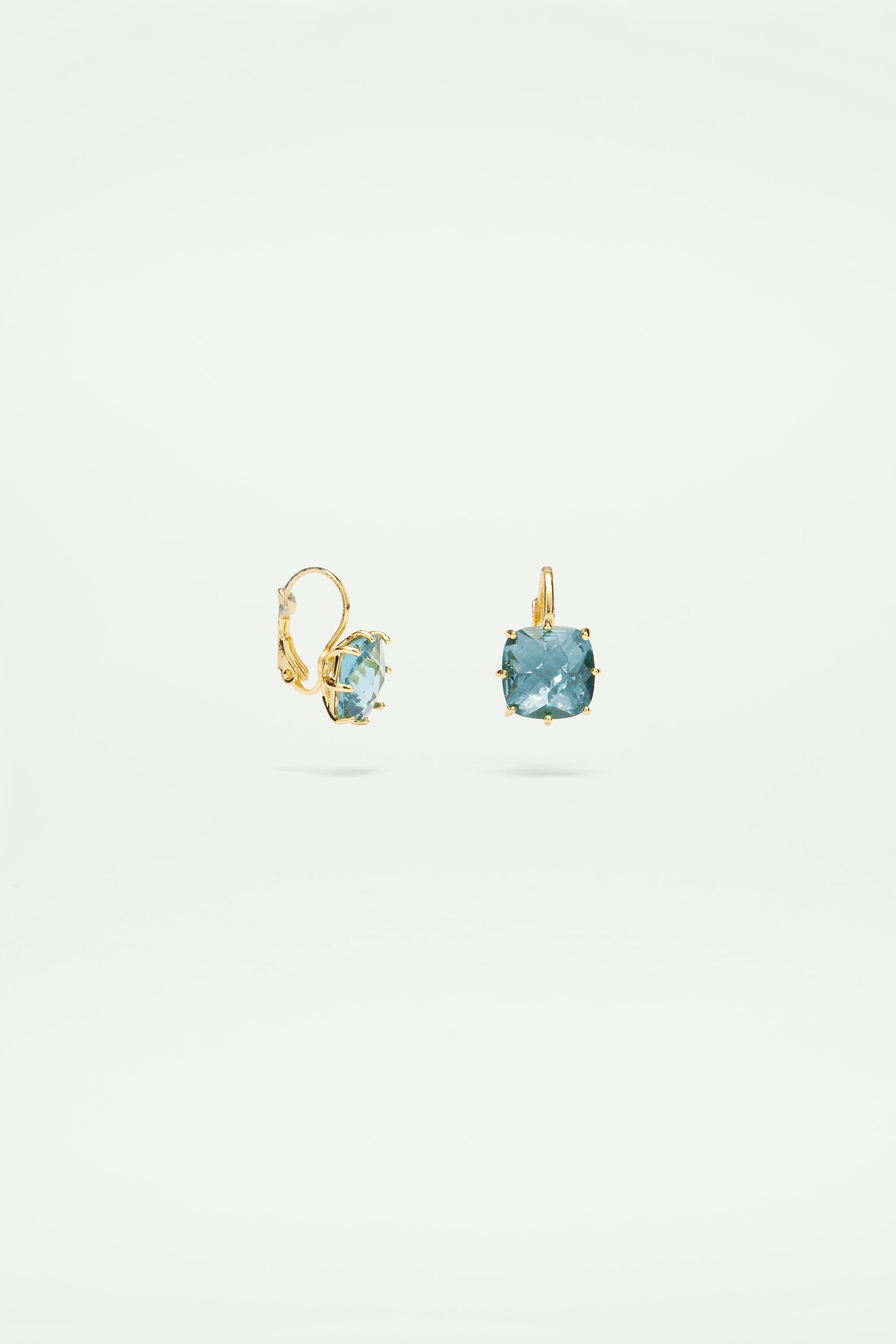 La Diamantine Acqua Azzura Square Stone Sleeper Earrings