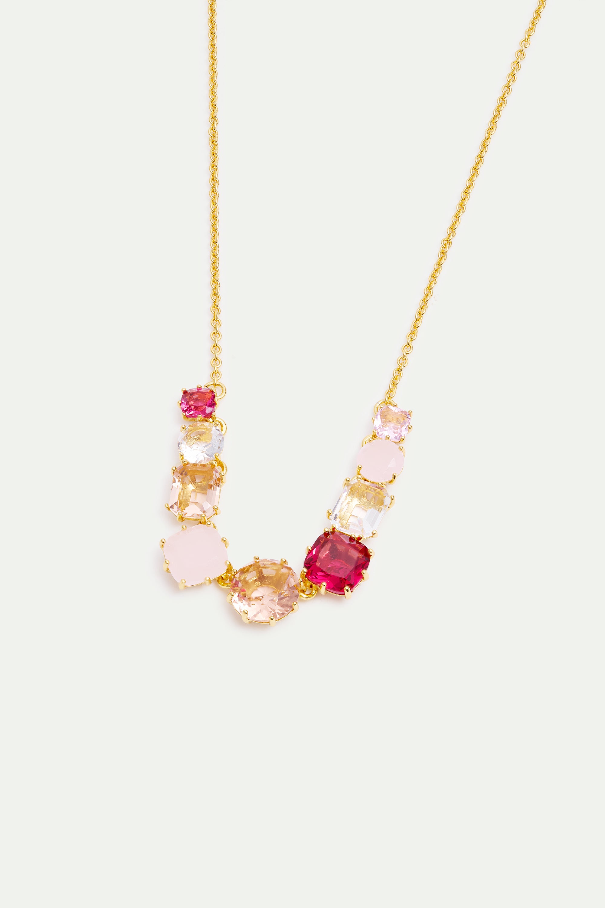 Fine Diamantine necklace with 9 Rosa Centifolia stones
