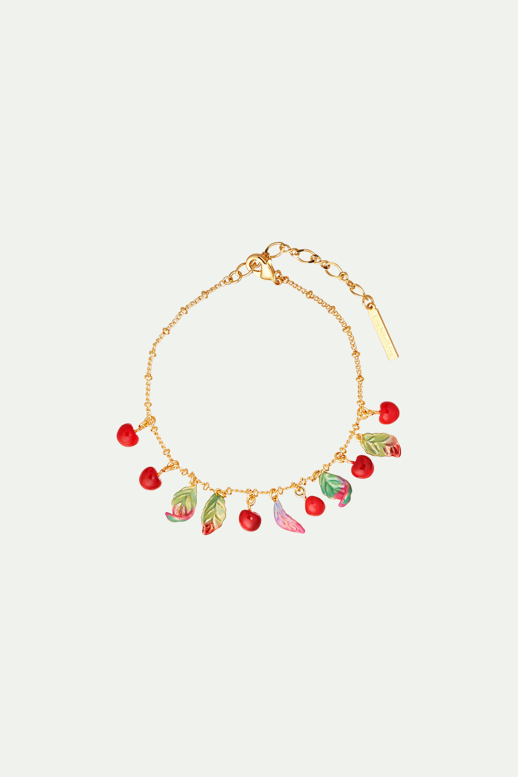 Cherries and Leaves Charm Bracelet