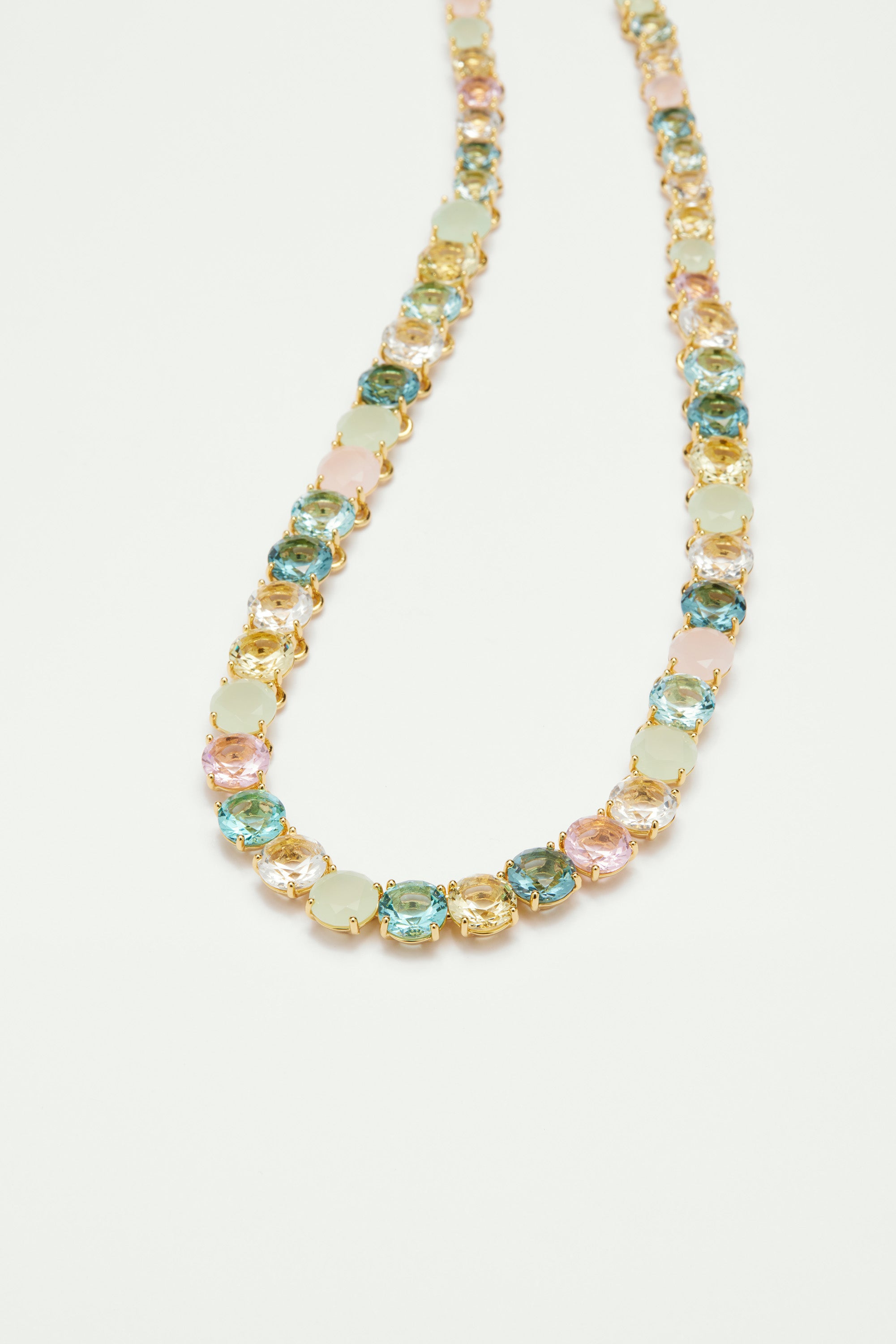 La Diamantine Acqua Azzura Round Stones Choker Necklace