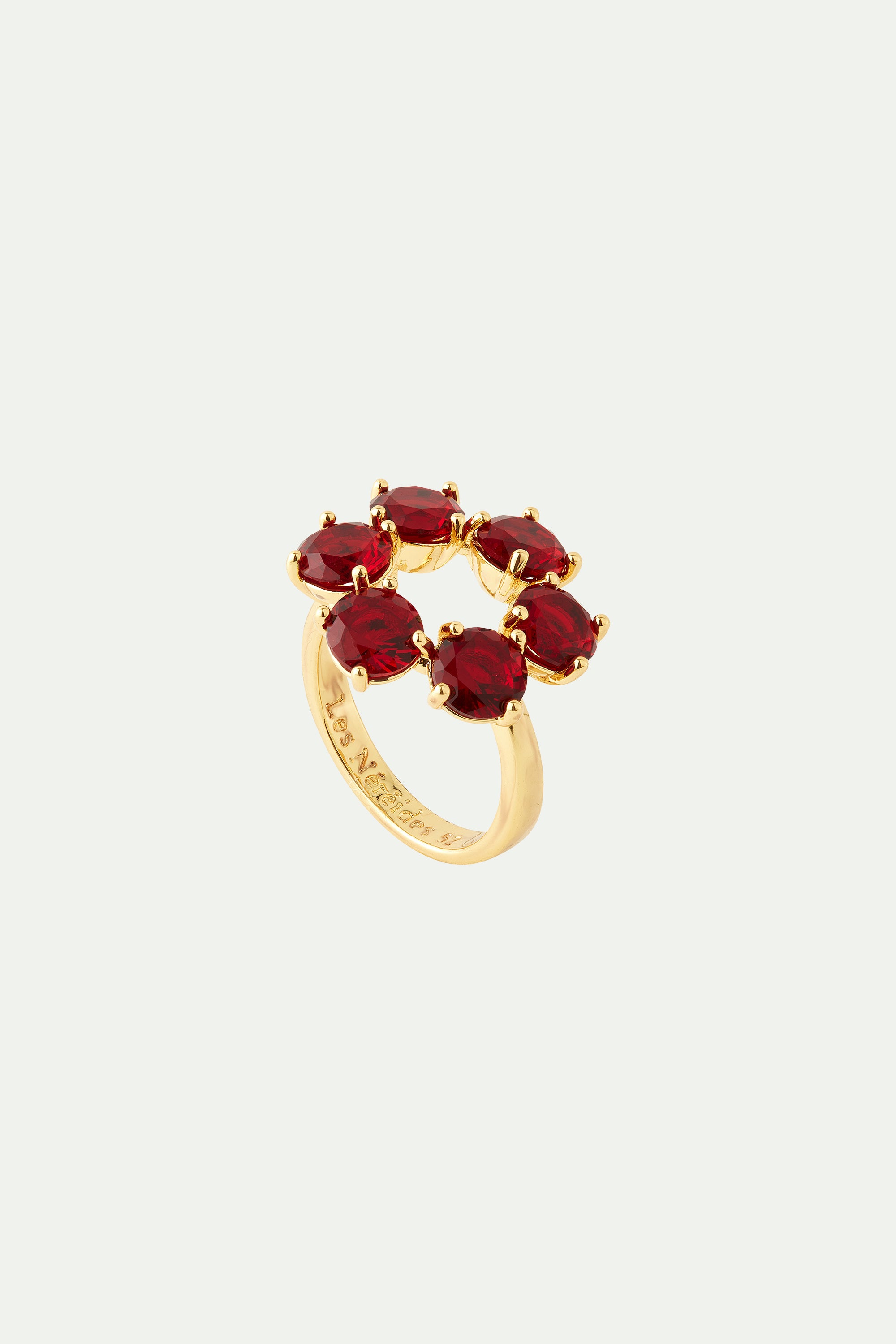 Garnet red 6 stone fine ring