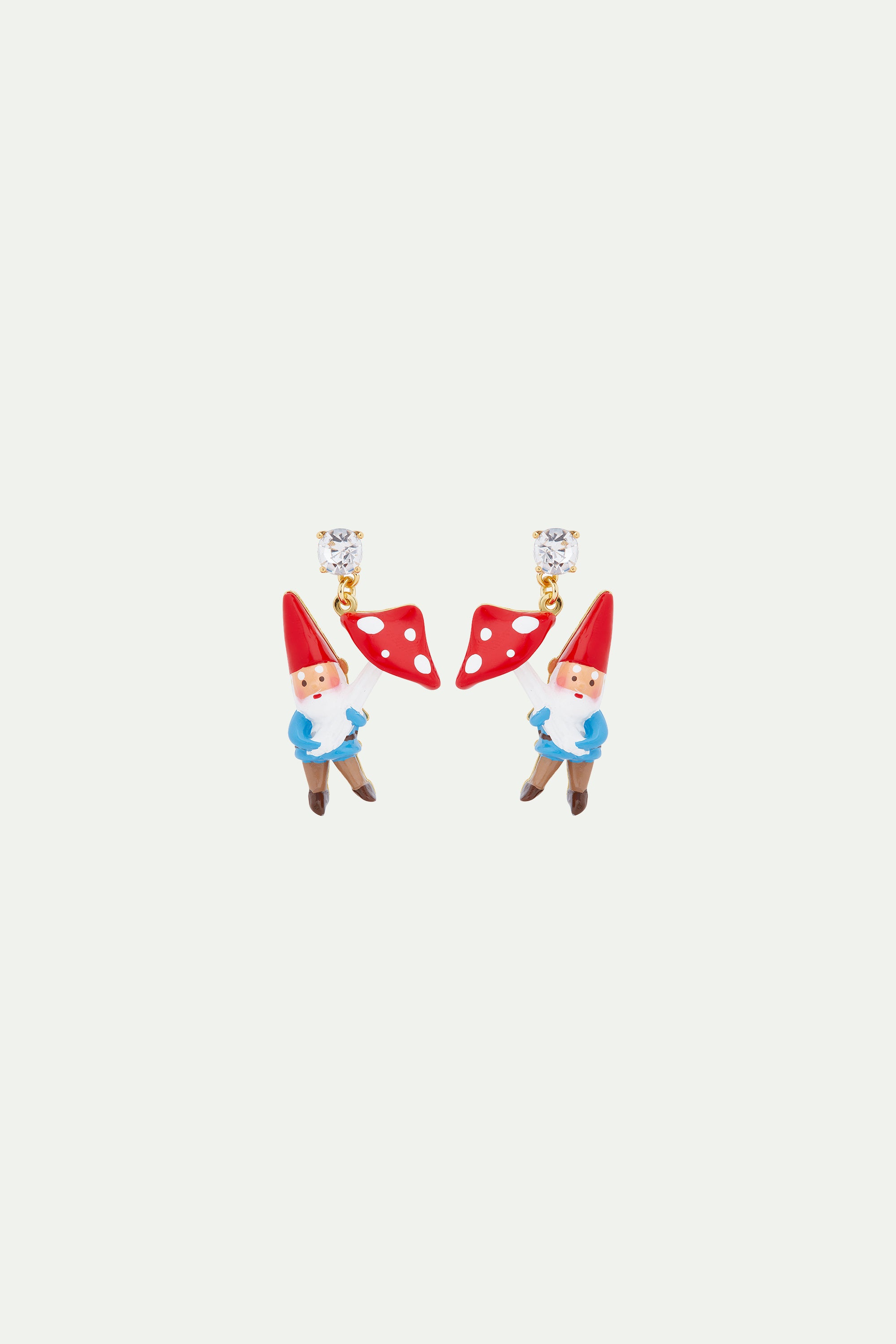 Garden gnome and mushroom post earrings