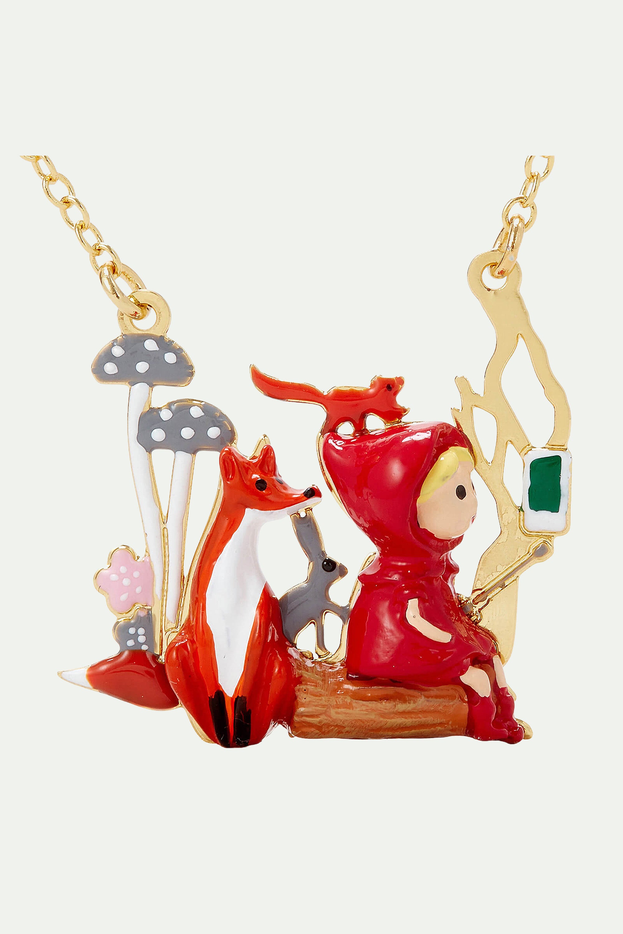 Little Red Riding Hood, Fox and Rabbit pendant necklace