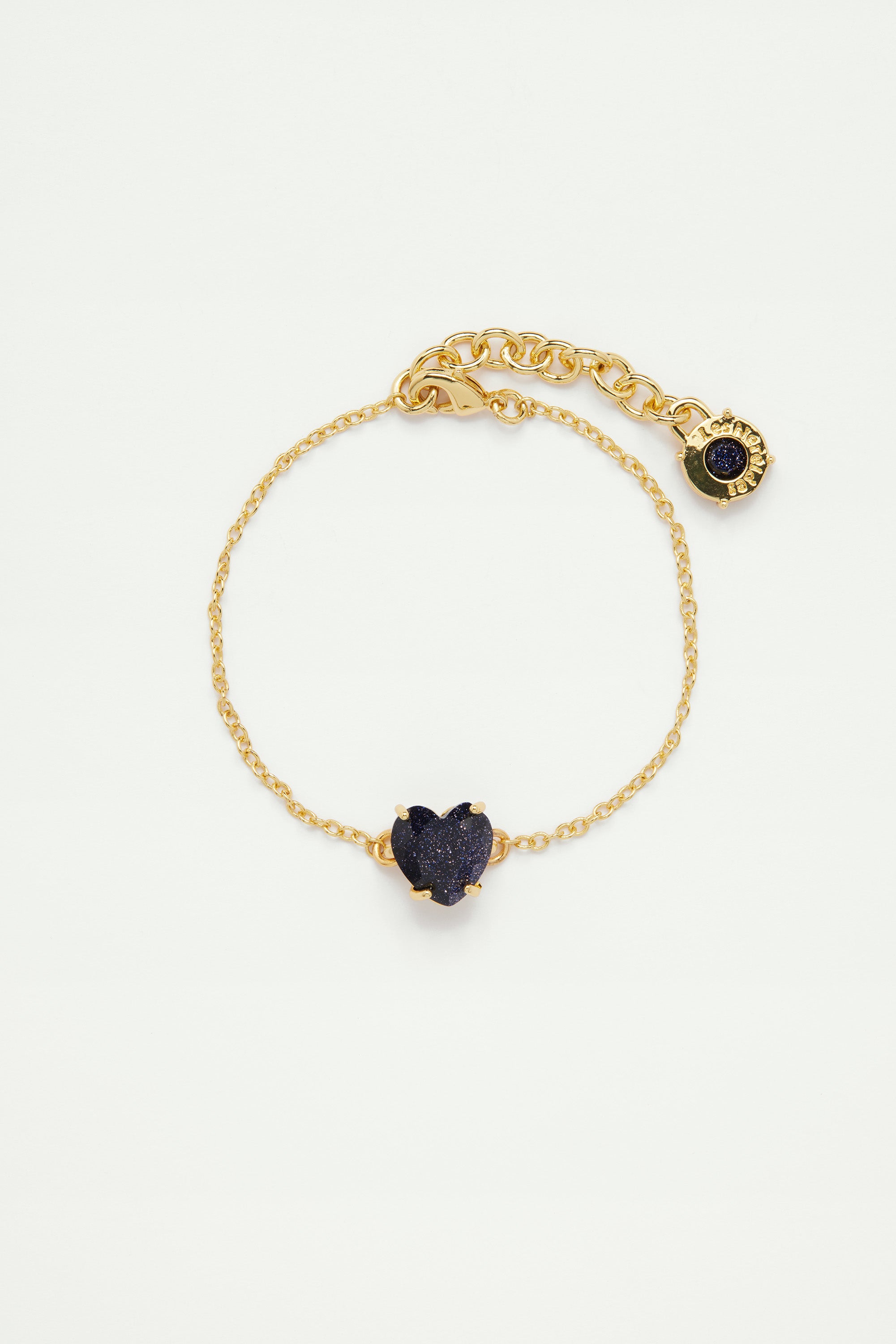 Deep Sparkling Blue Heart Stone La Diamantine Thin Bracelet