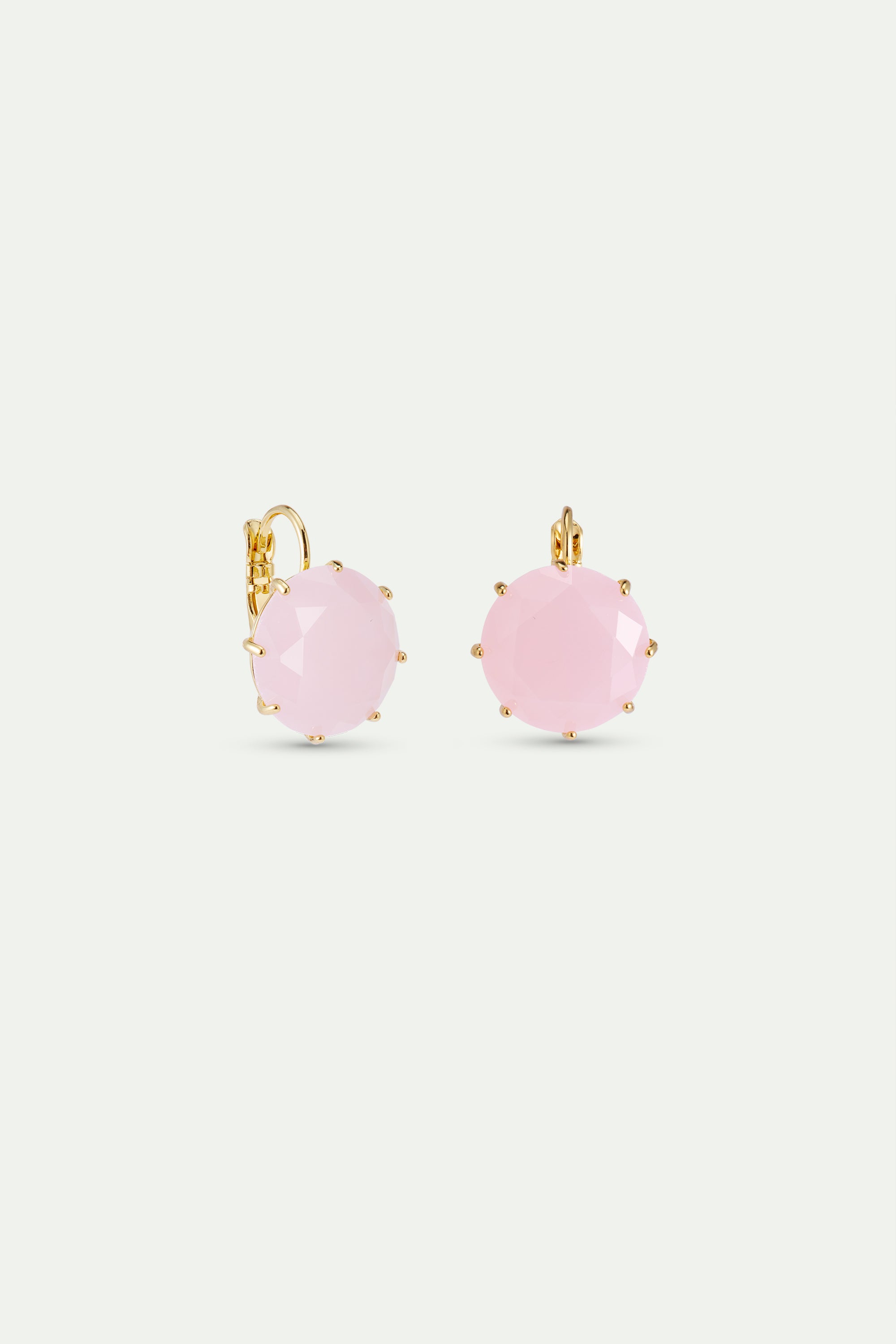 Light pink Diamantine Round stone earrings