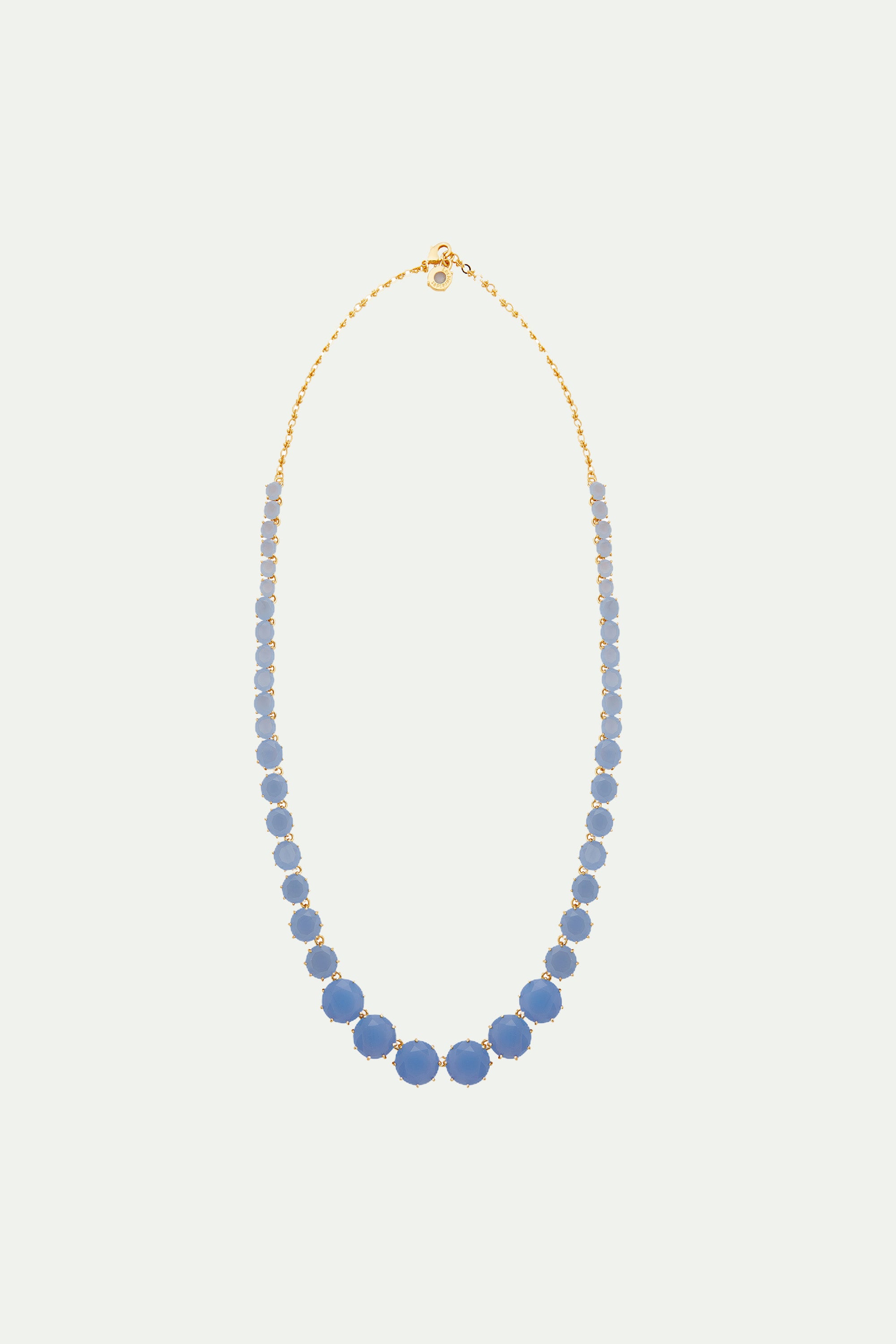 Sky blue Diamantine round stones long necklace