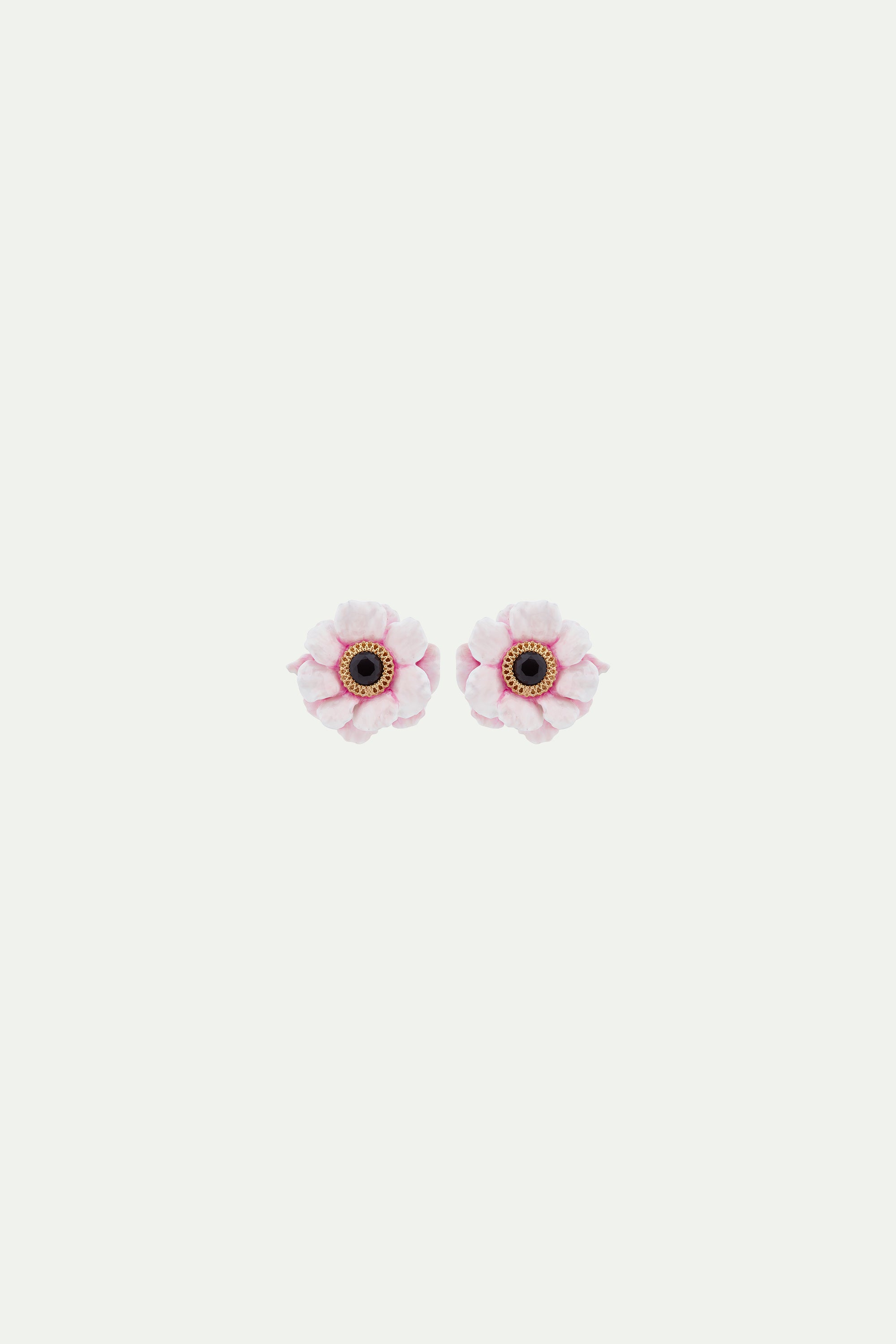 Pink peony post earrings