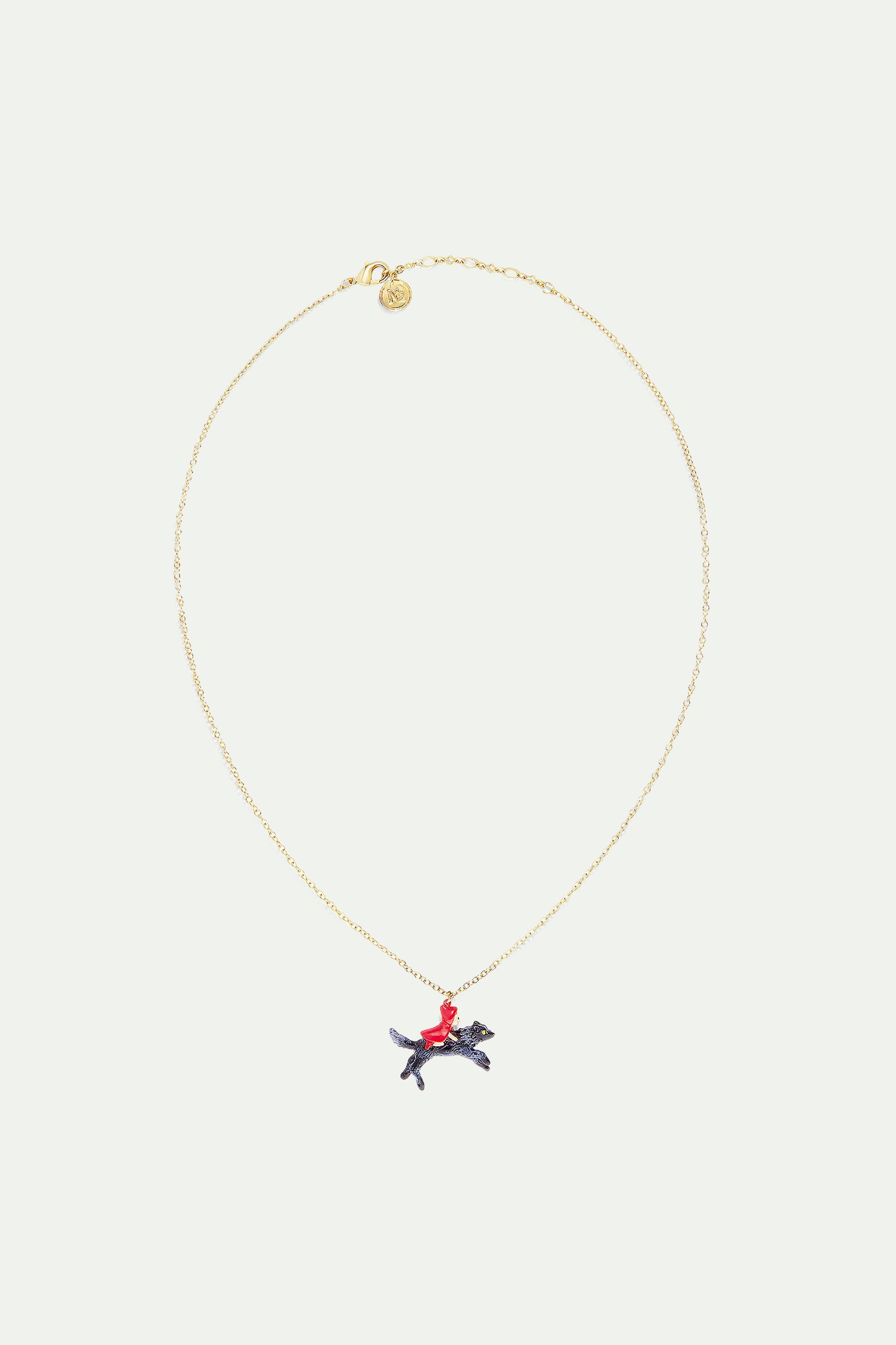 Little Red Riding Hood on Big Bad Wolf pendant necklace