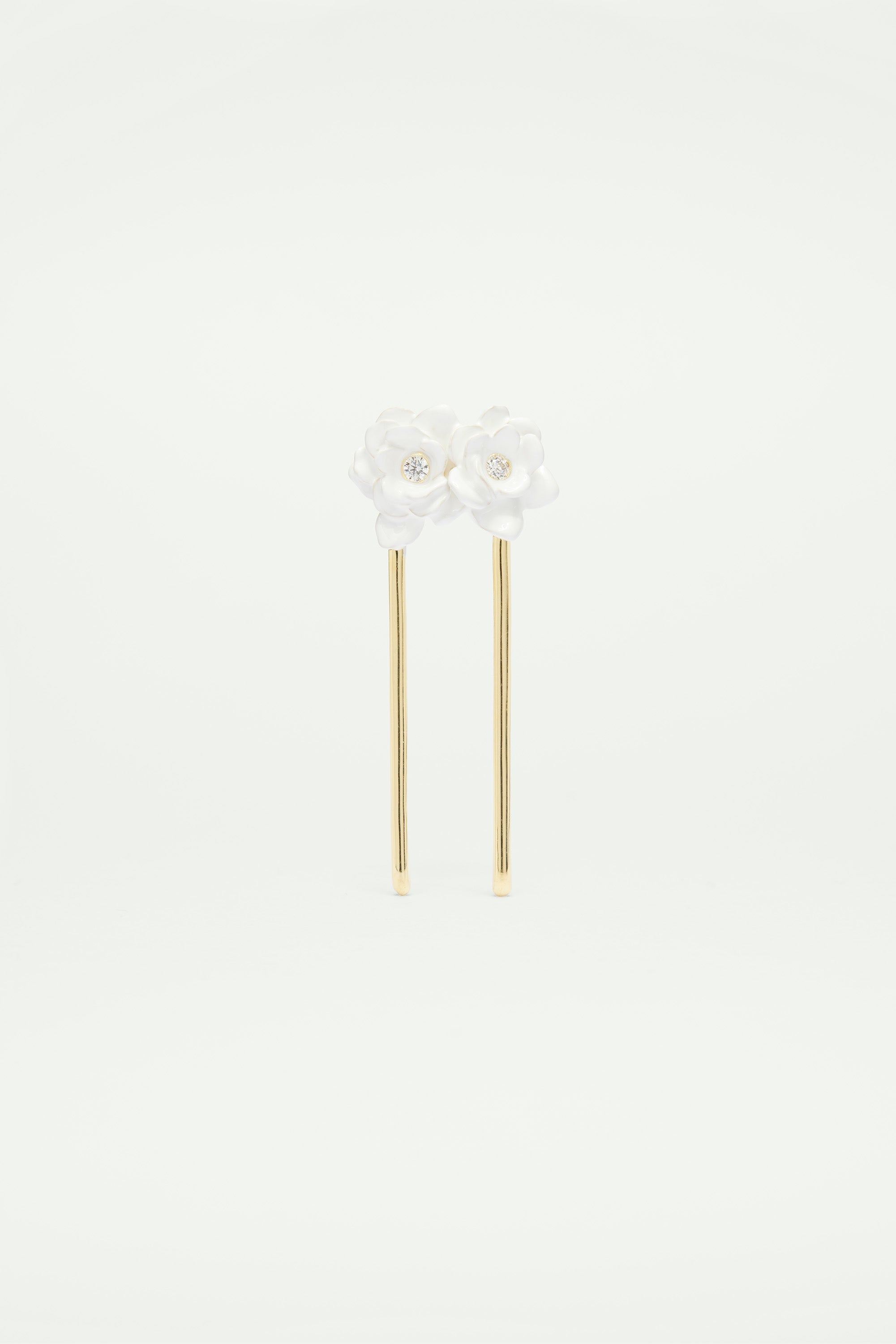 Gardenia and cut glass stone hair pin