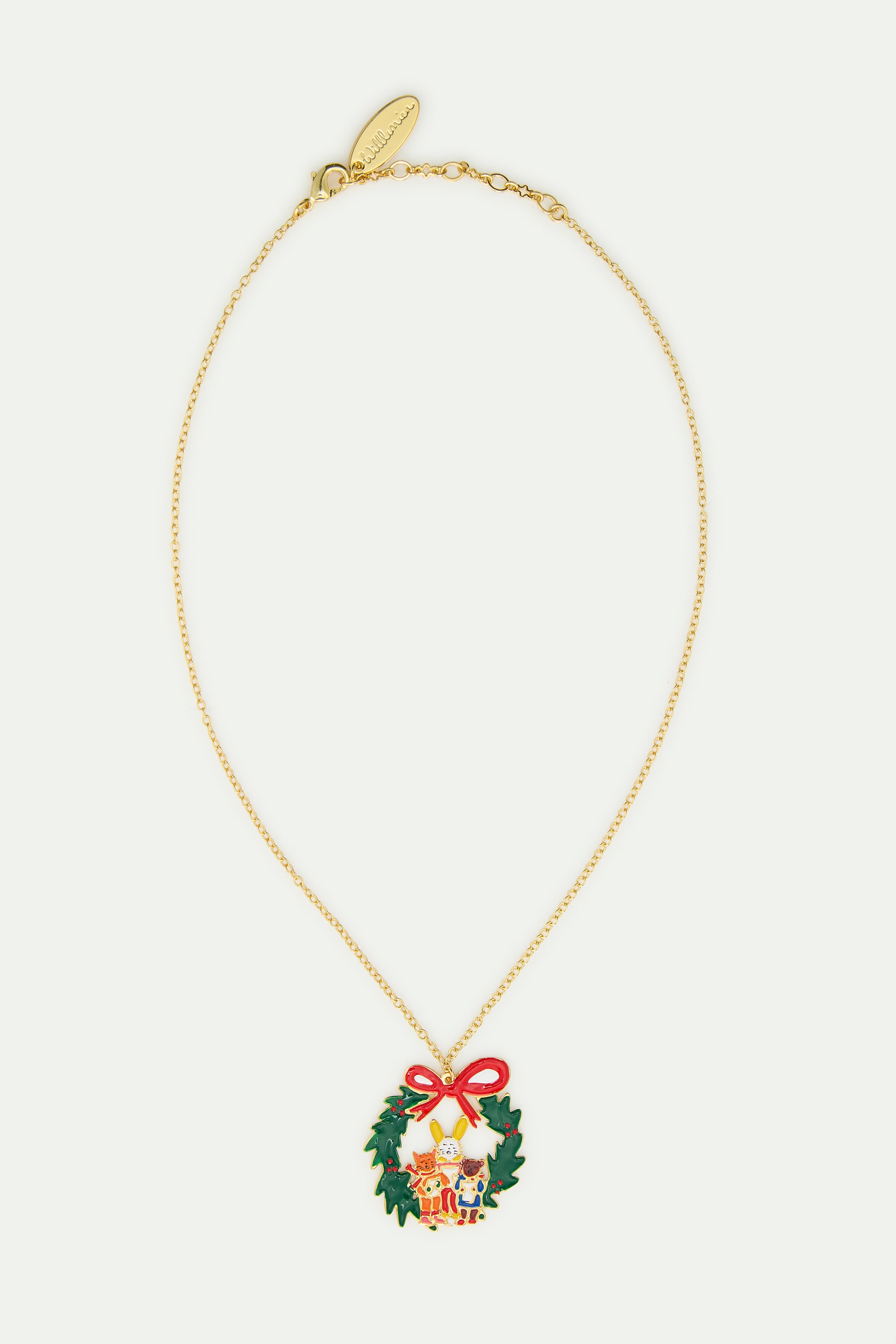 Wreath and christmas carols pendant necklace
