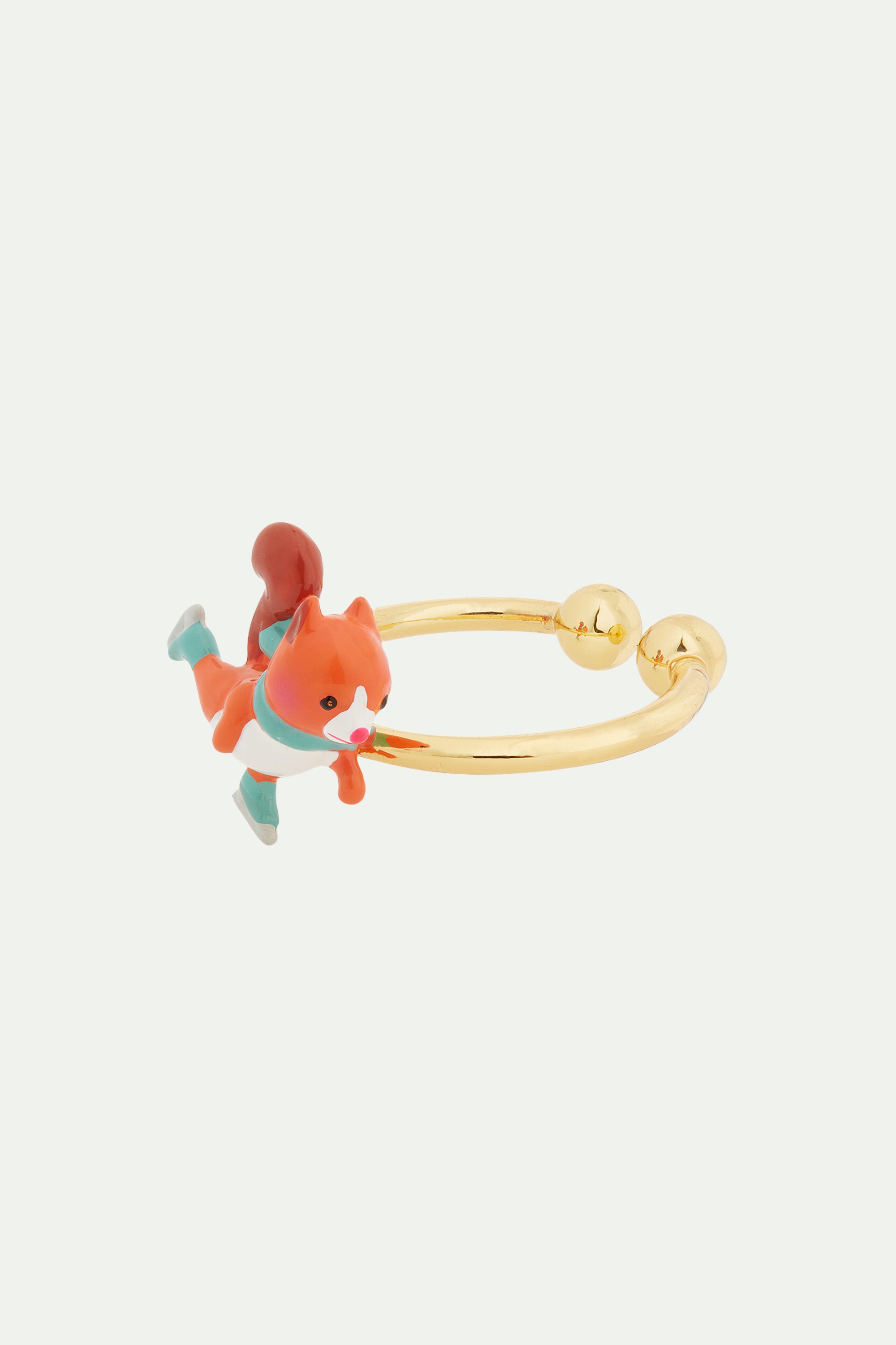 Ice skating squirrel adjustable ring