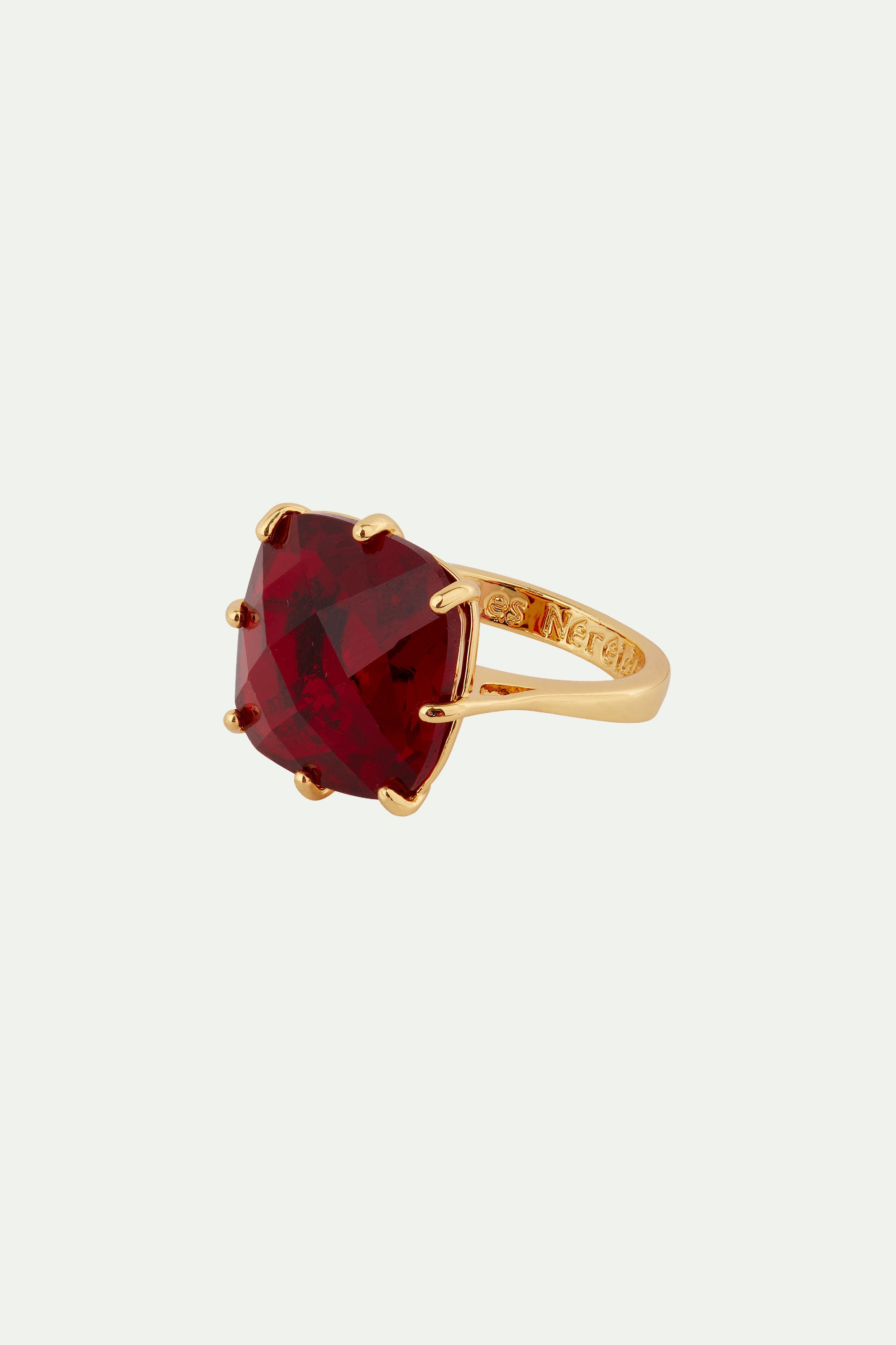 Garnet red Diamantine square solitaire ring