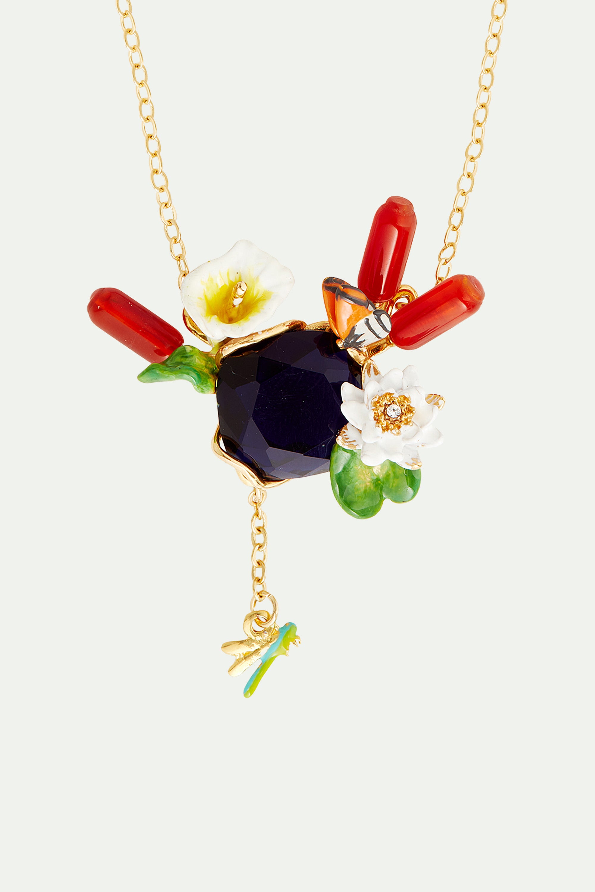 Giverny water garden and blue stone statement necklace