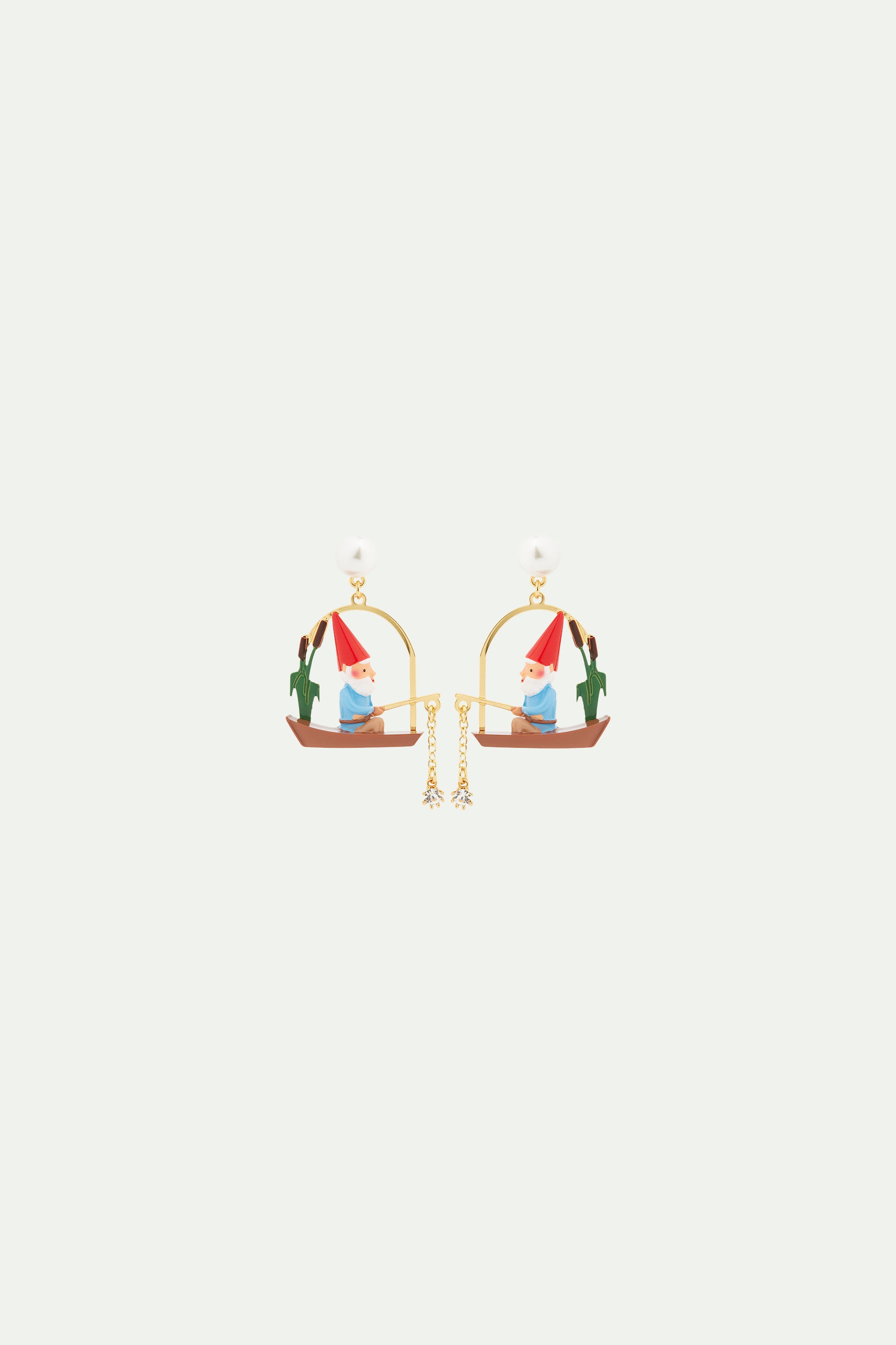 Fishing Garden gnome clip-on earrings