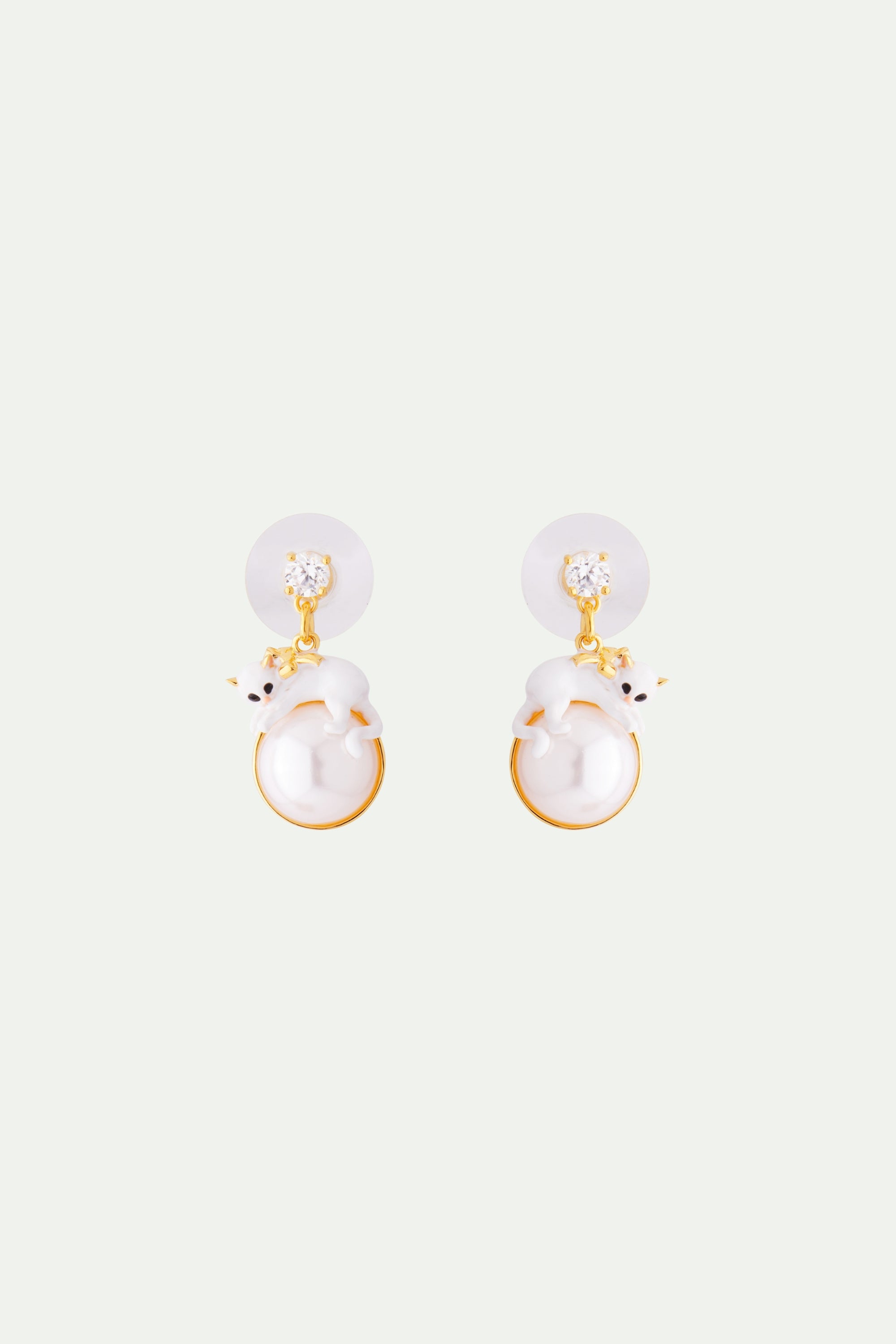 Kitty and Pearl Stud Earrings