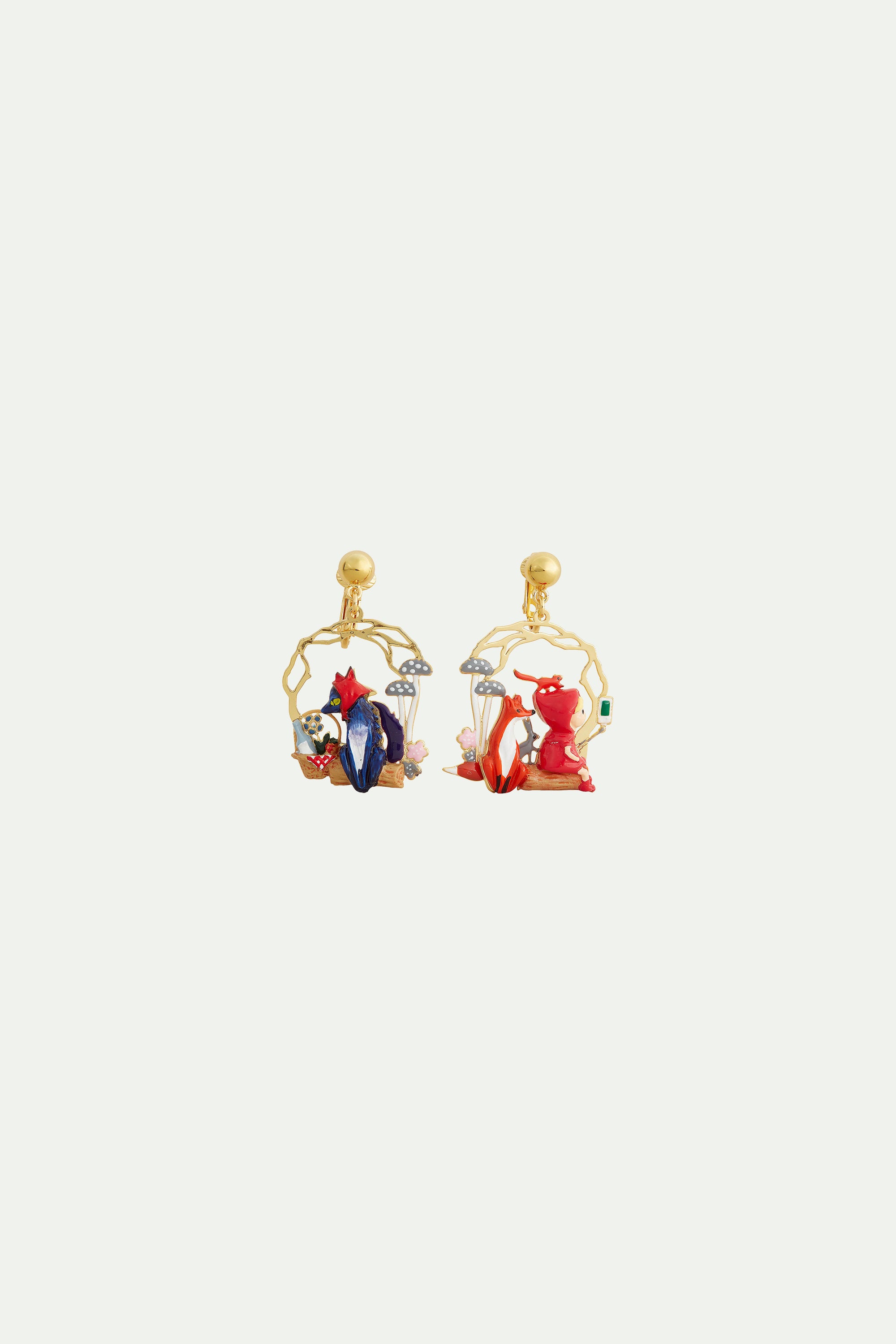 Little Red Riding Hood Picnic clip-on earrings