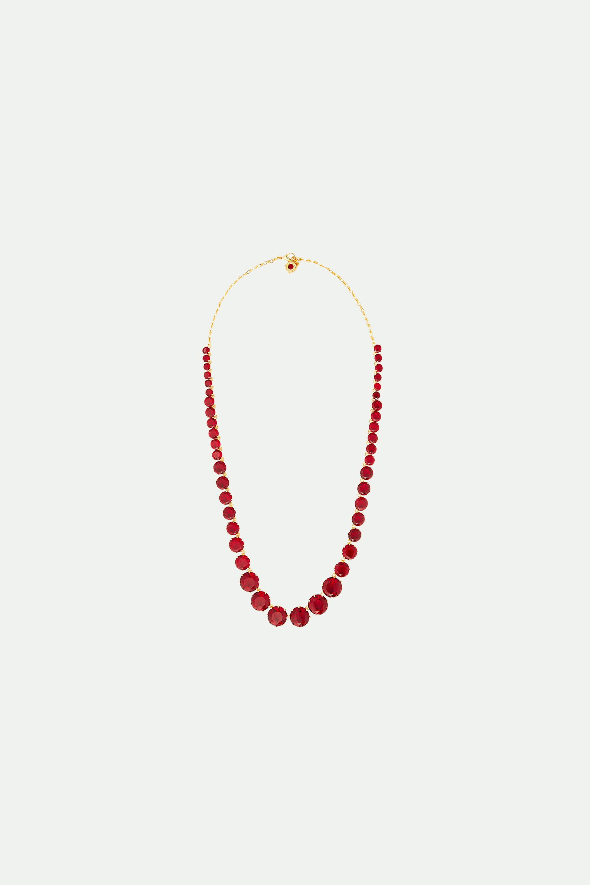 Garnet red diamantine Round stone long necklace