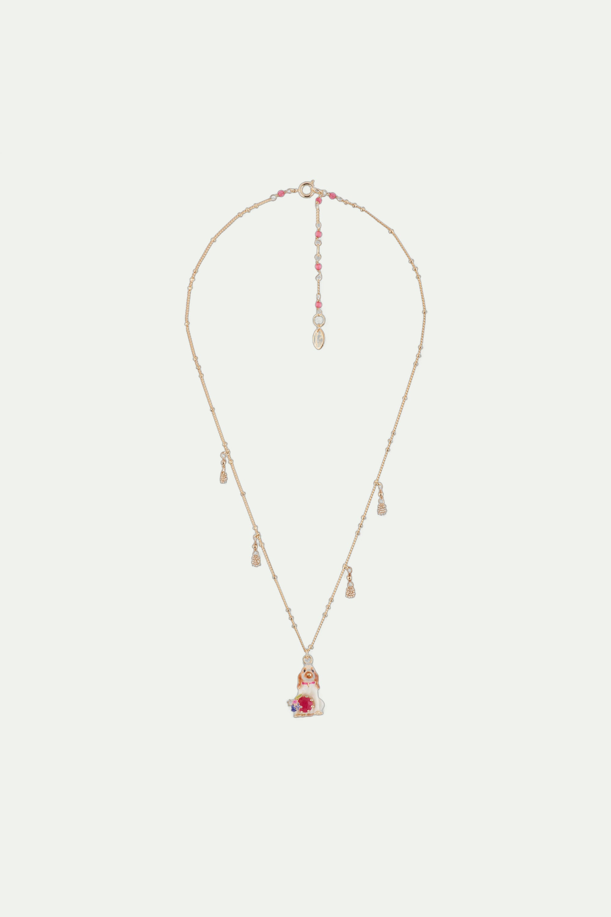 Necklace 40+5cm LES NEREIDES LOVES ANIMALS Cocker & blue stone DOG