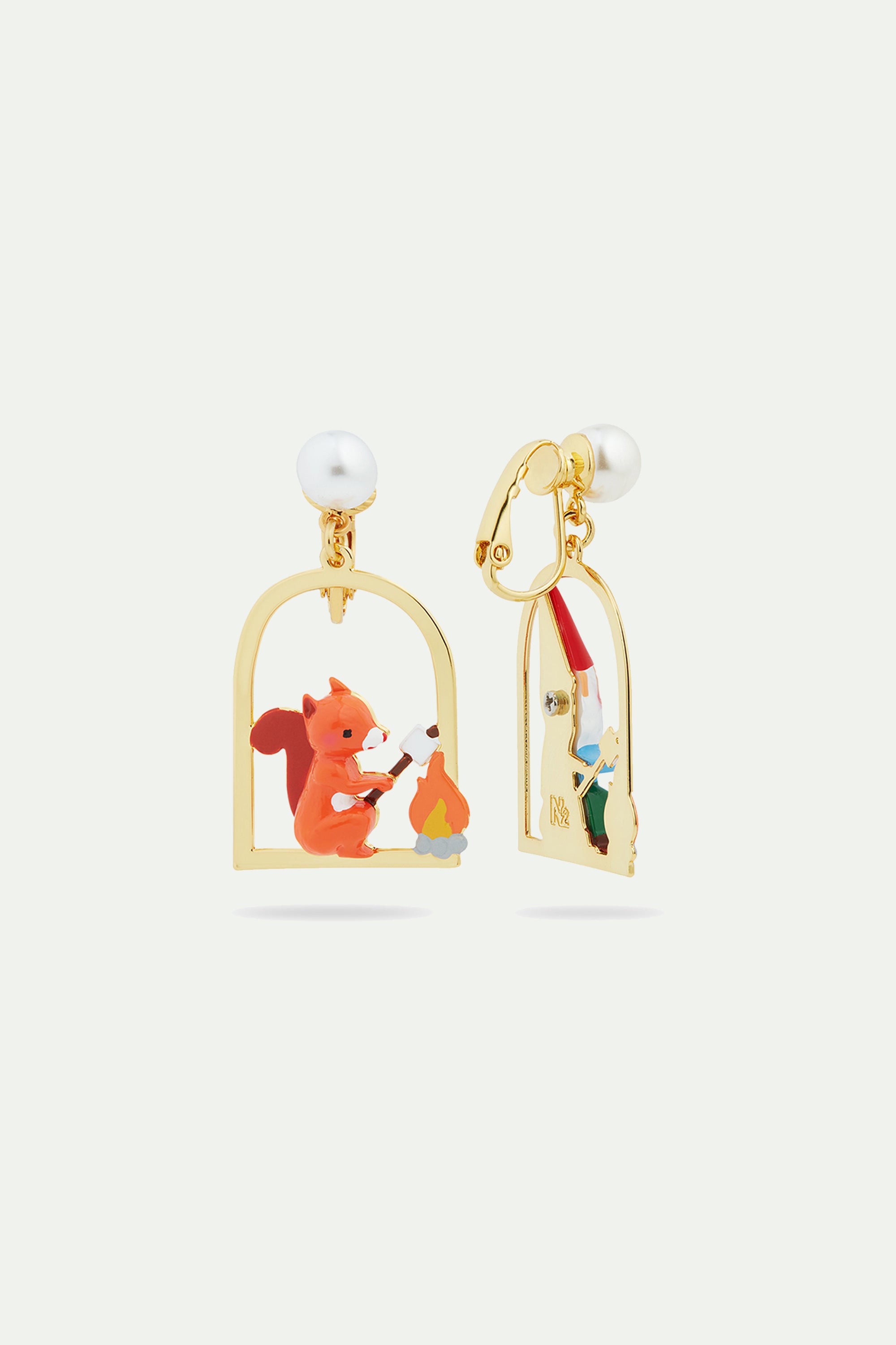 Squirrel, gnome and marshmallow clip-on earrings