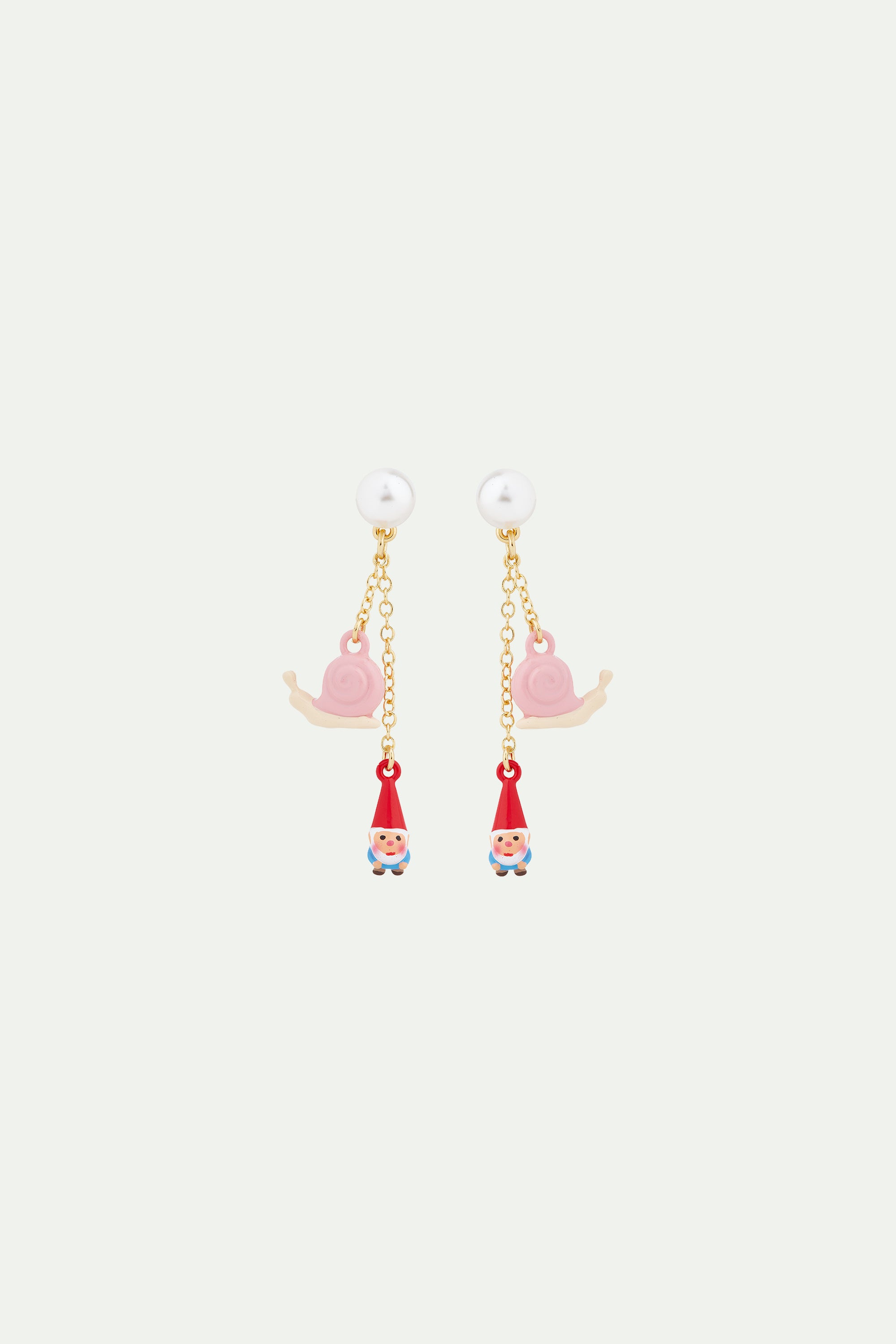 Garden gnome and snail clip-on earrings