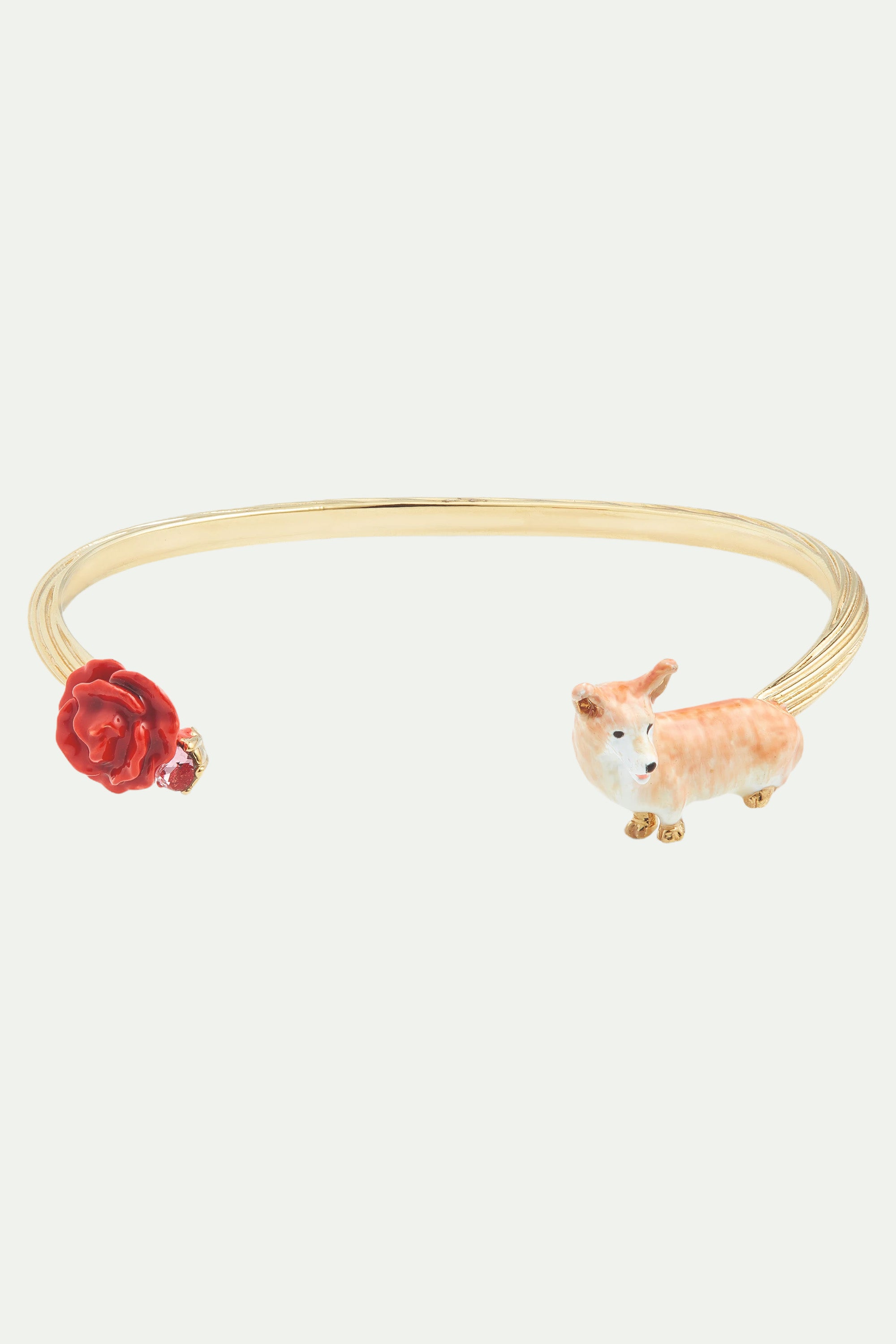 CORGI AND RED ROSE BANGLE BRACELET