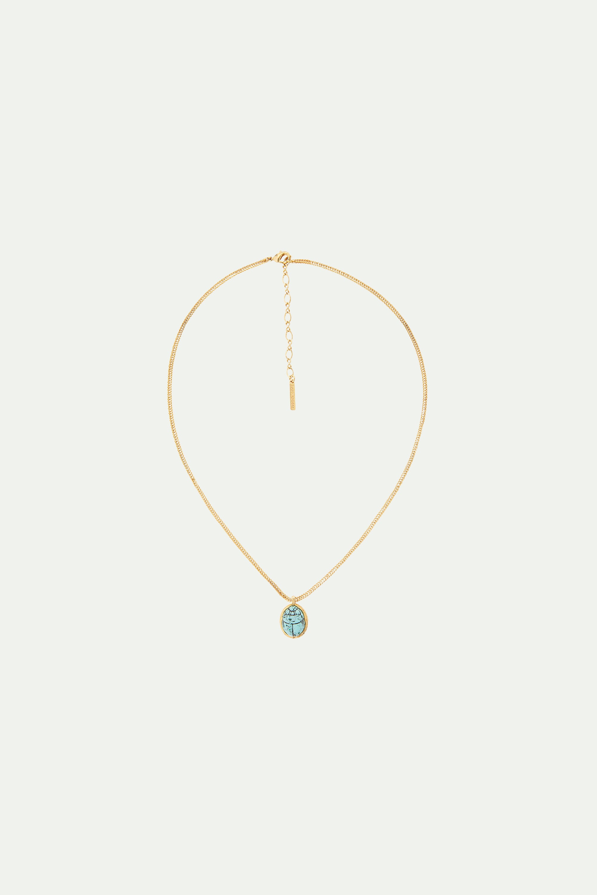 Turquoise scarab beetle pendant necklace