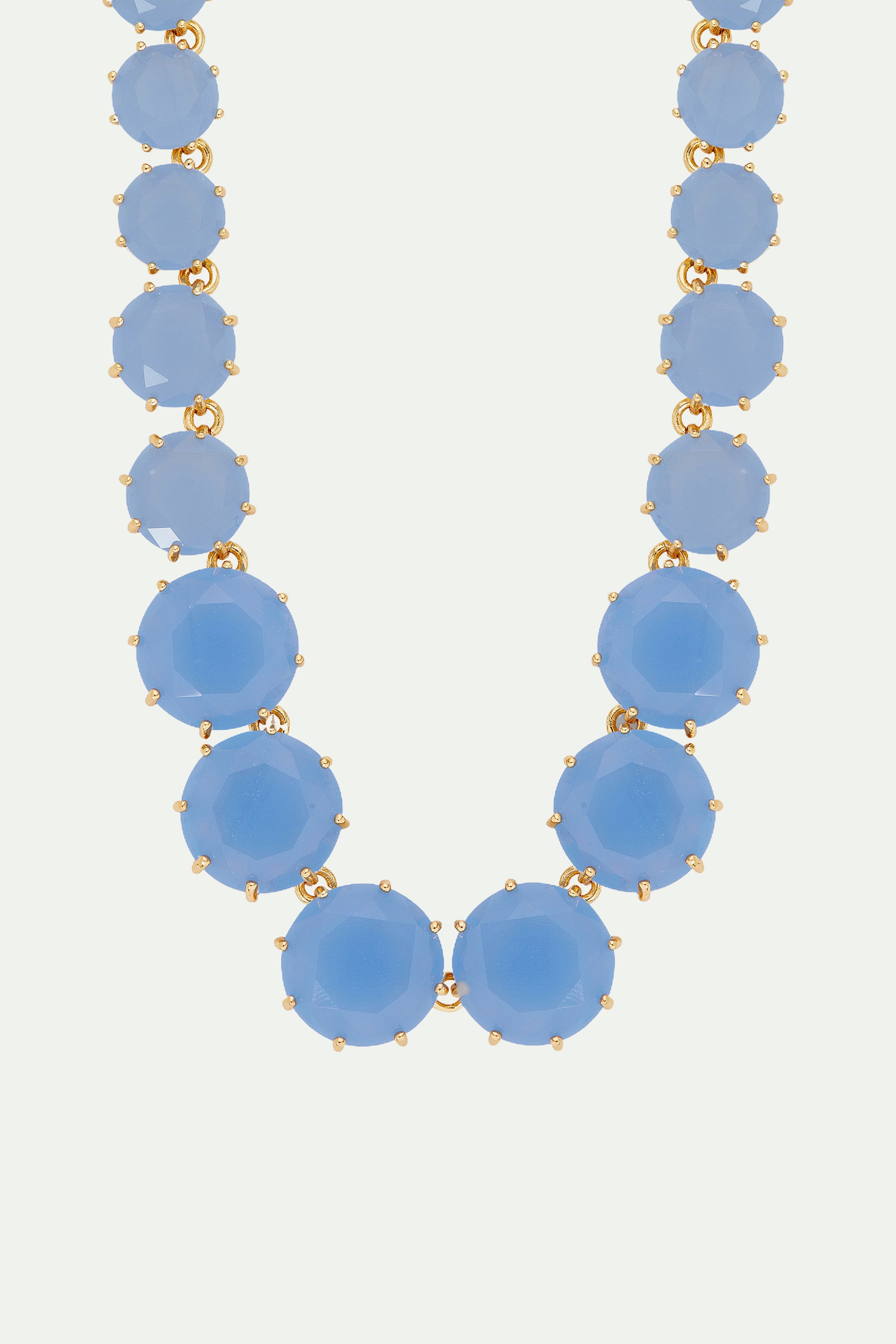 Sky blue Diamantine round stones long necklace